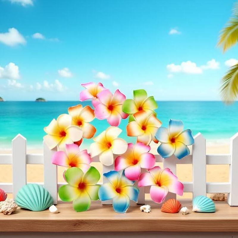 10Pcs Multicolor Hawaii Plumeria Flower Clips Hawaiian Flower Hair Barrettes Beach Party Hair Clips Artificial Tropical Flower Hairpins for Wedding Hair Accessories (7Cm),Clips and Barrettes