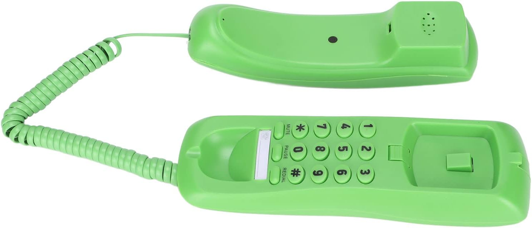Corded Desk Telephone, Single Line Desk Fixed Telephone with Mute Pause Redial Music Function, Mini Landline Telephones for Home Hotel Office, Wall Mounted(Green) image number 5