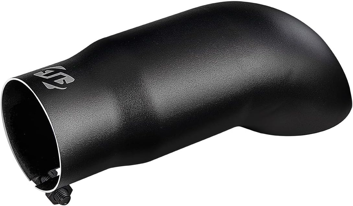 Black Exhaust Tip -2.5'' Inlet Bolt on Turn down Design - Stainless Steel Car Muffler Tips 2.5" ID X 3"OD X 9"L image number 1