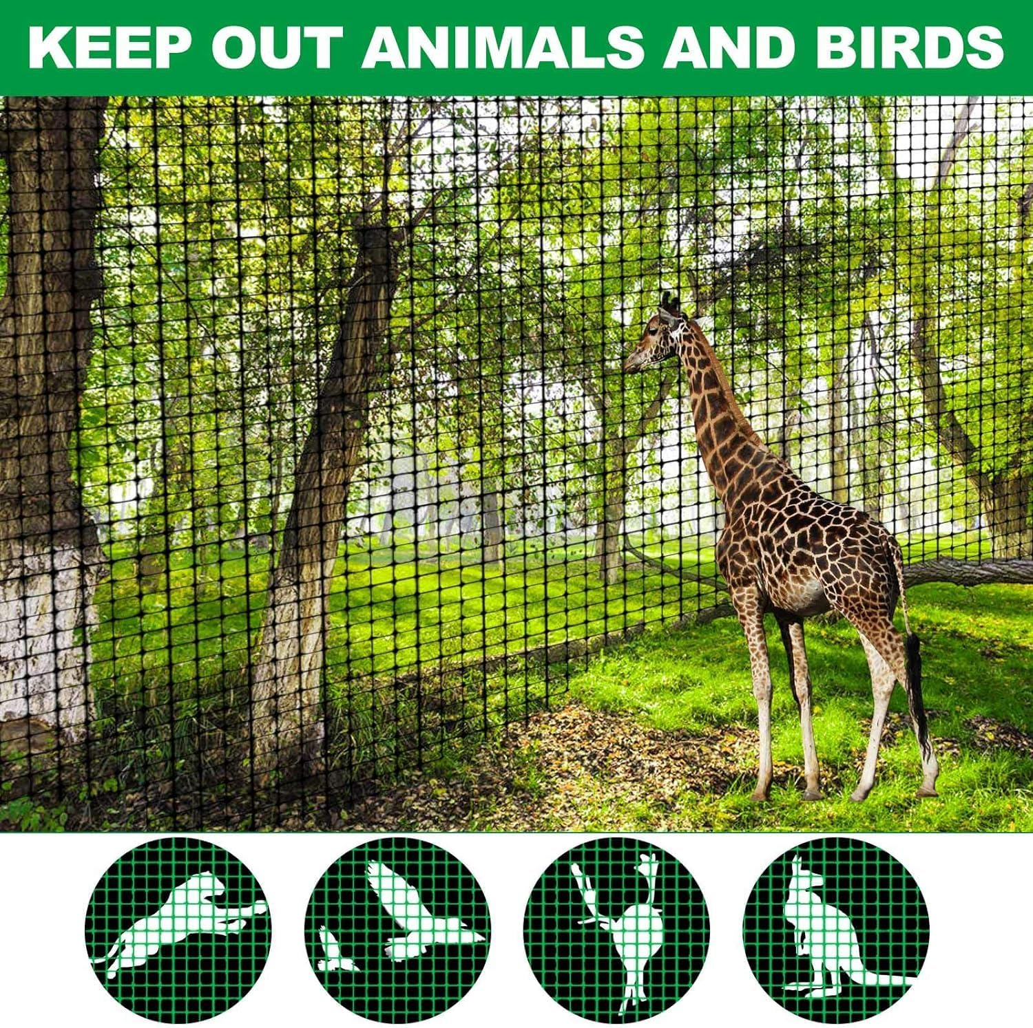 Deer Fence Netting, 7X33Ft Garden Bird Netting for Chicken Coops, Plant Covers Fine Mesh Protection Net Black Heavy Duty Trellis for Vegetables image number 6