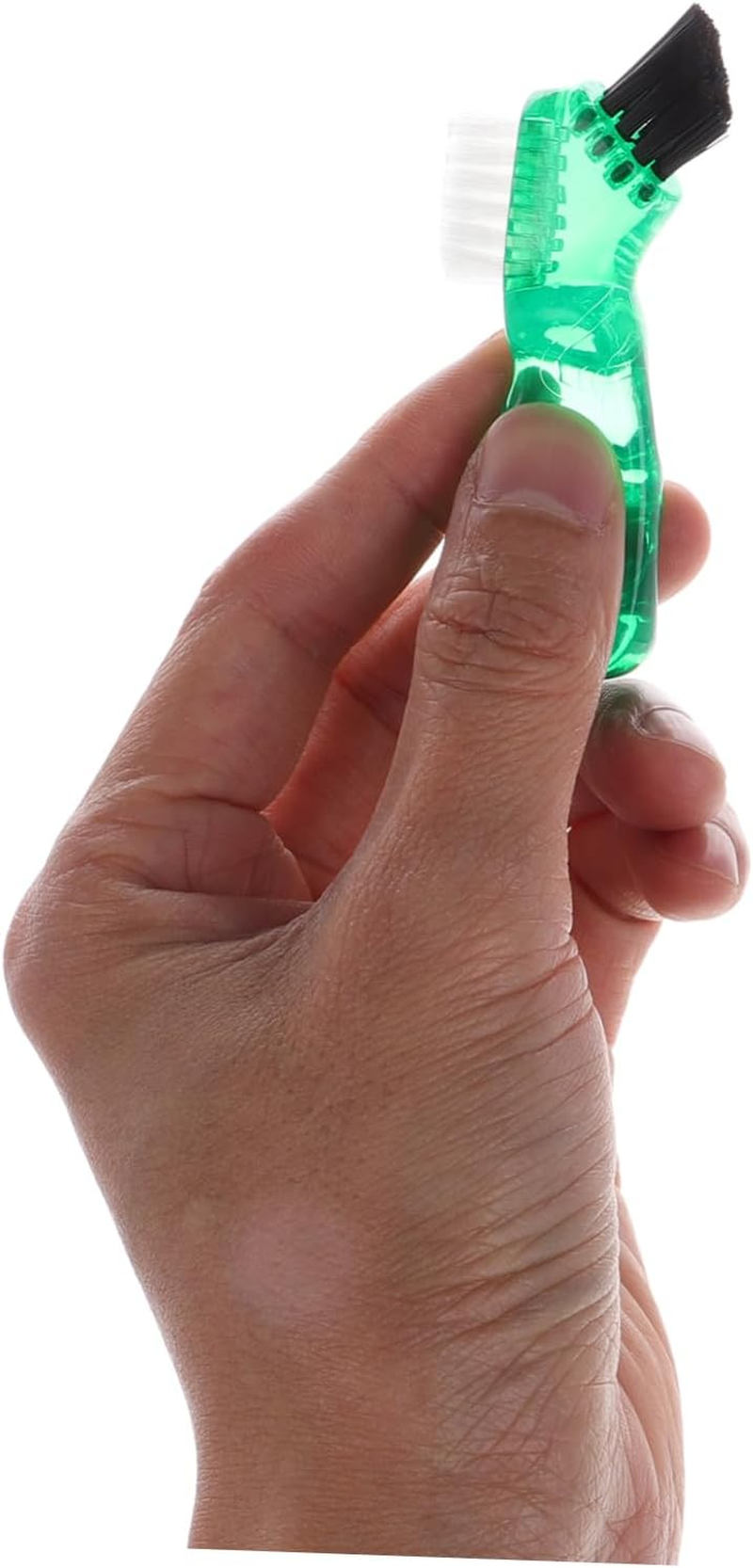 SAFIGLE 4Pcs Denture Brush and Dental Retainer Cleaner Set with Hard Bristles, Short Handle False Teeth Cleaning Toothbrush for Oral Care and Dental Hygiene in Blue Green Red Orange image number 5