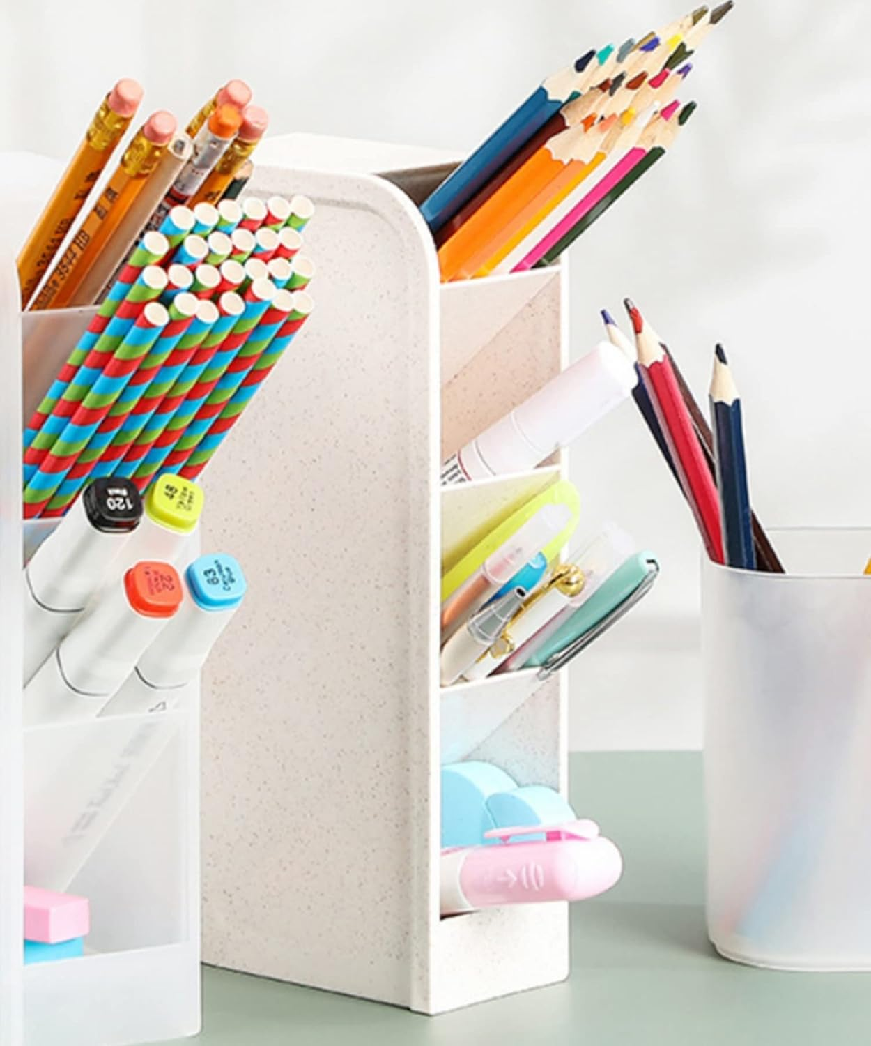 Aimoha Tabletop Pen & Accessory Storage Stand [Beige] Free Size - Blue image number 3