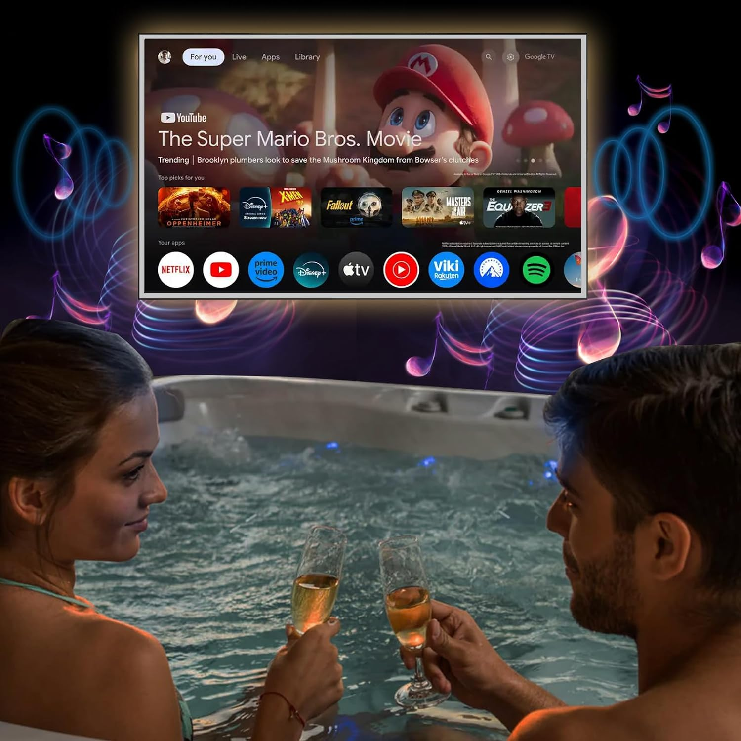 Elecsung 43 Inch LED Light Mirror TV 4K Screen Decoration Makeup LED Mirror ATSC Goog-Le System Voice Control Built-In DTV Tuner image number 5