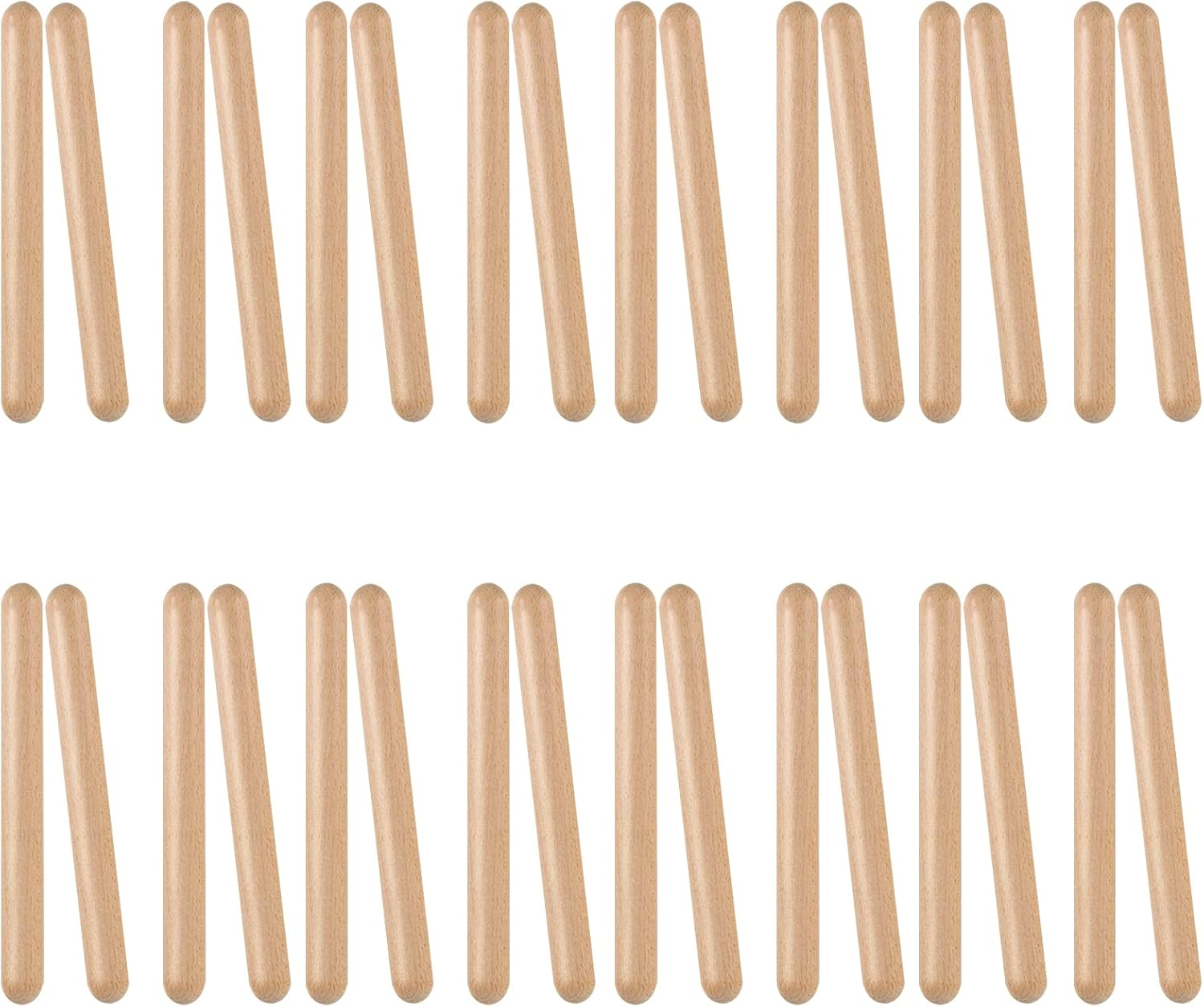 SINJEUN 16 Pair (32 Pack) Wooden Rhythm Sticks, 8 Inch Classical Wood Claves Musical Percussion Instrument, Natural Hardwood Music Lummi Sticks for Student, Musicians image number 2