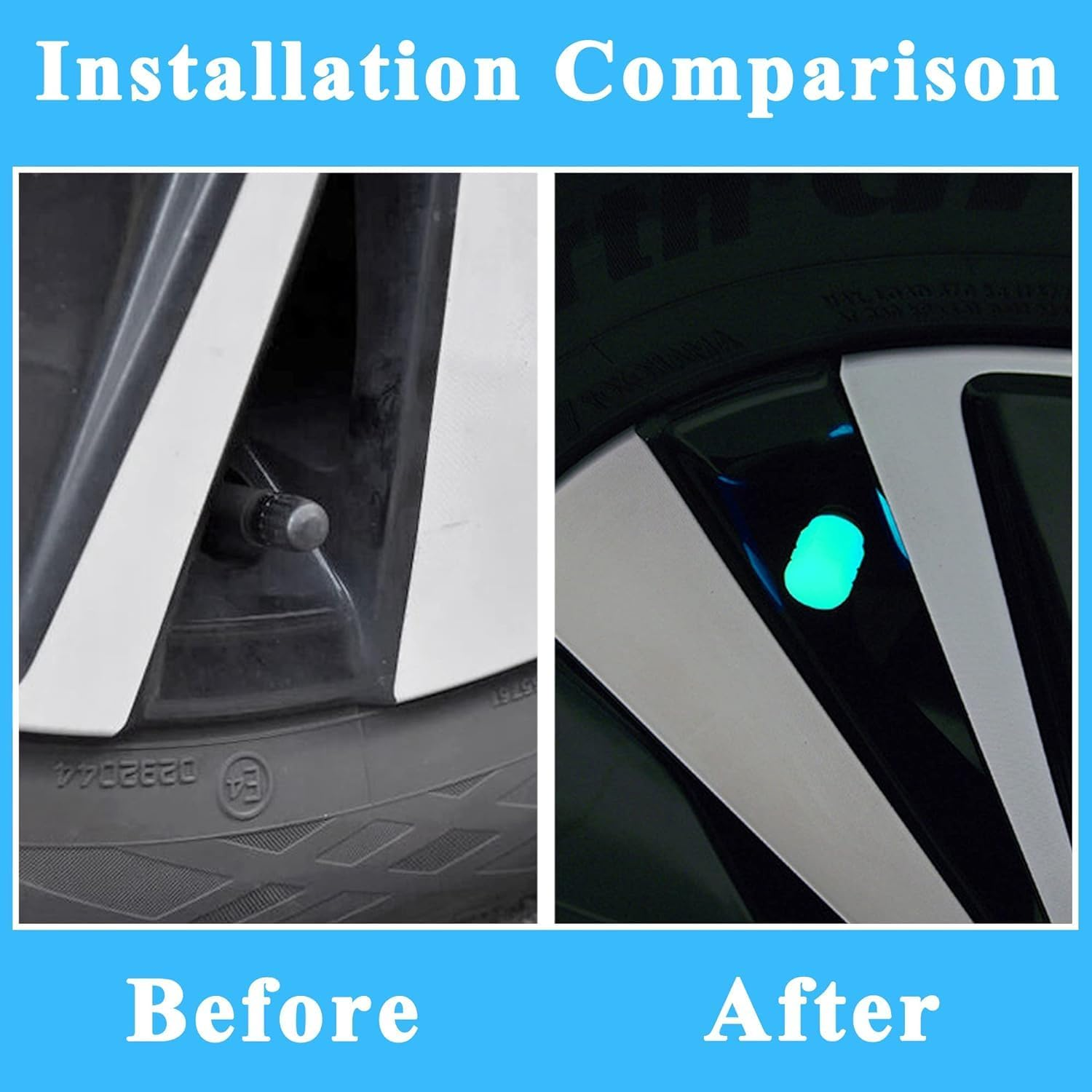 8 Pcs Tire Valve Caps Fluorescent Stem Car Tire Valve Stem Covers,Universal Air Cap Auto Covers for Cars Motorcycles SUV Trucks Bikes Accessories(Blue)