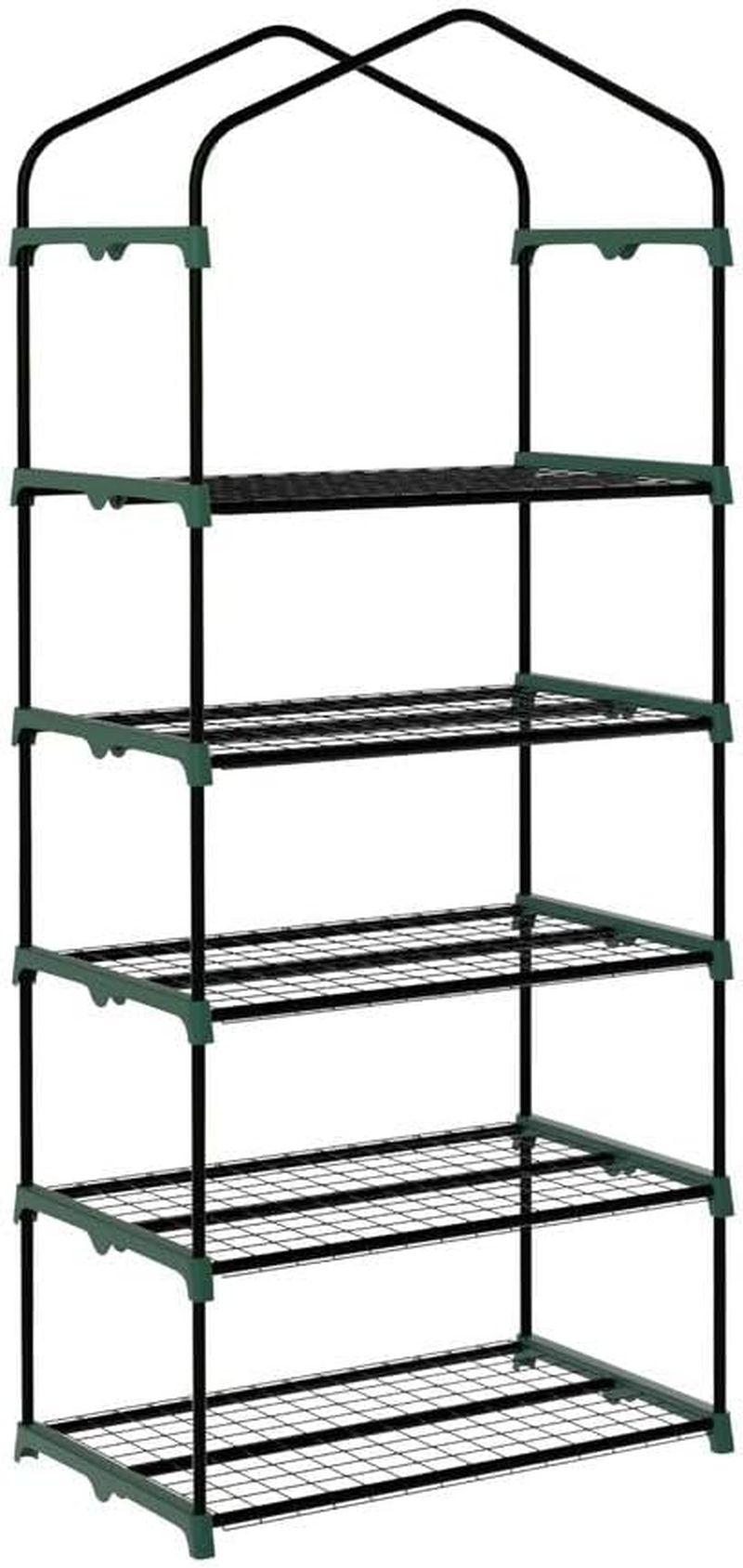 Green Fingers Mini Greenhouse, 69 X 49 X 189Cm 5-Tier Walk-In Green House Garden Shed with PE Cover, Zipper Door and Plant Shelves, Gardening Supplies for Patio, Deck and Small Backyard image number 2