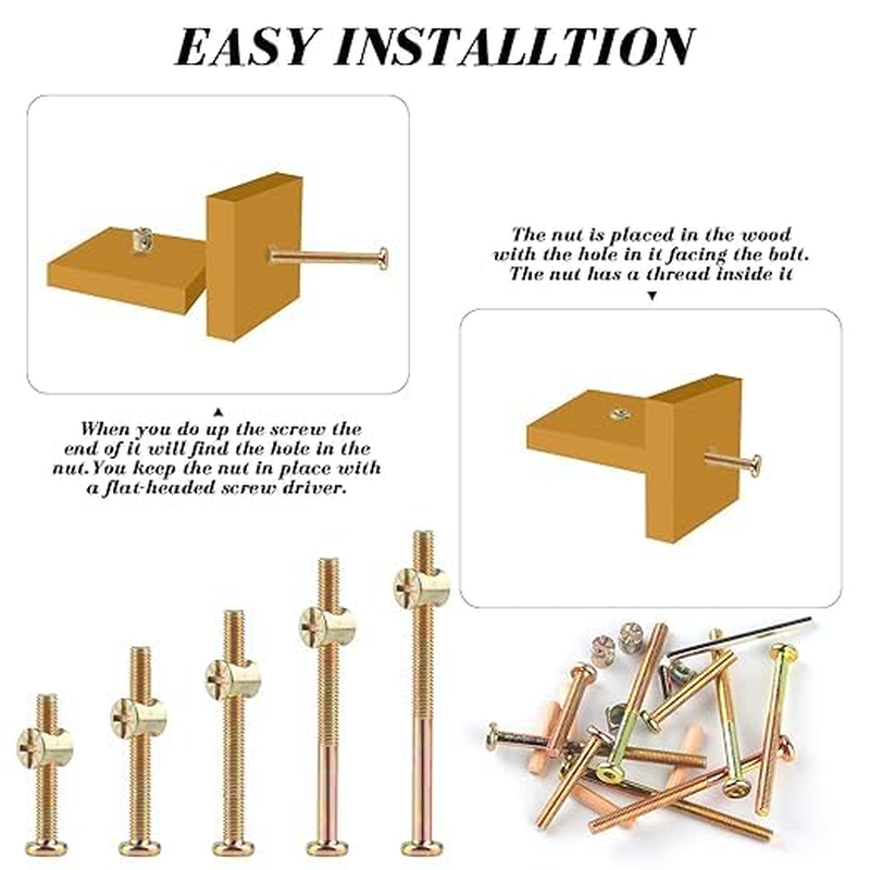Eisbiek M6 X 50Mm Bunk Bed Bolts, 6 Pack Hex Drive Socket Cap Barrel Screws Bolt Nuts Assortment Kit with 1Pcs Wrench for Furniture Bed, Zinc-Plated. (Zinc-Plated, 6 Set M6X50) image number 6