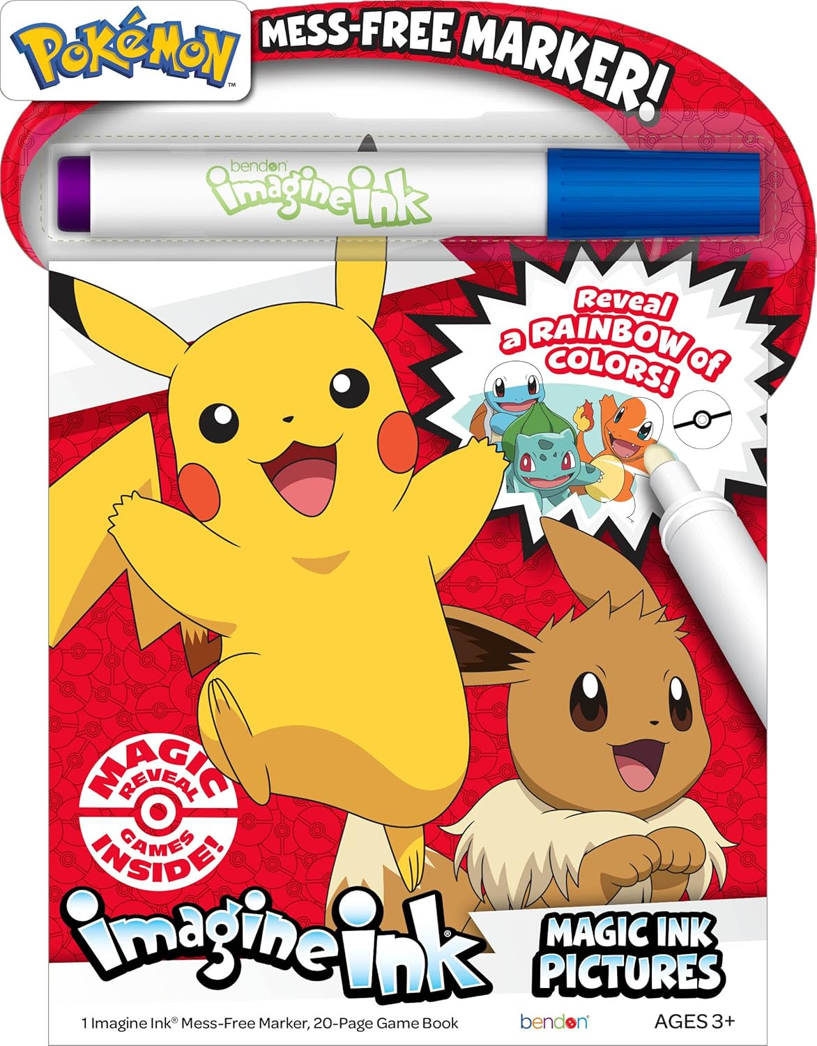 Bendon Imagine Ink Pokemon Magic Ink Pictures and Game Book with Mess Free Marker image number 1