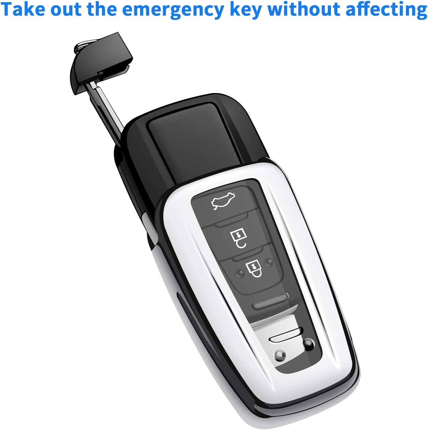 Tukellen for Toyota Key Fob Cover Special Soft TPU Key Shell Case Protector Compatible with 2018-2024 Camry Avalon C-HR Prius Corolla GT86 Highlander RAV4 4Runner Prado - Silver - Pink image number 3