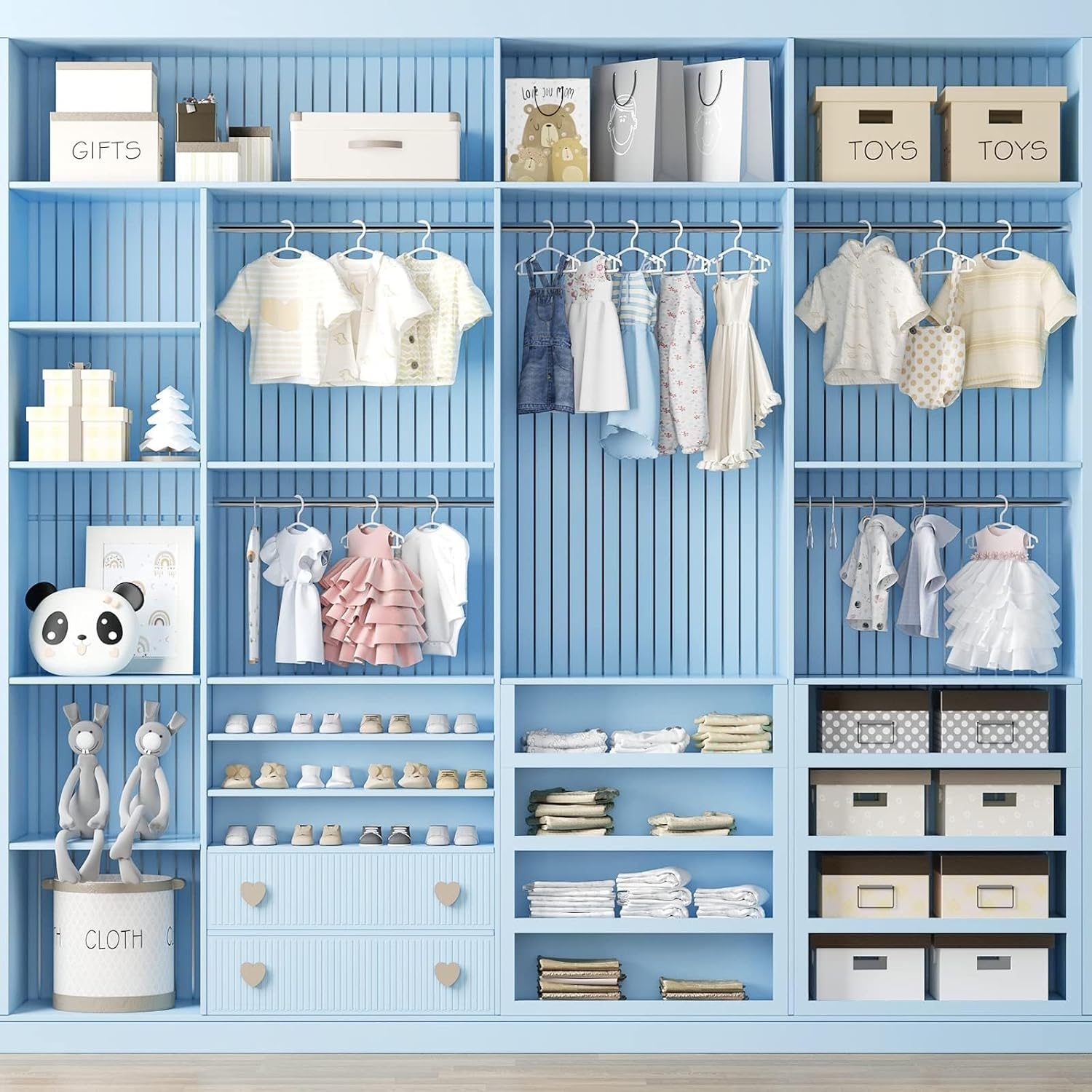 40 Pack Kids Hangers, JOMWEN Plastic Hangers for Baby, Toddler, and Child Clothes - Non-Slip Toddler Hangers - Ideal for Infant Clothing, Pants Coats Skirts (White) - Mix Color image number 2