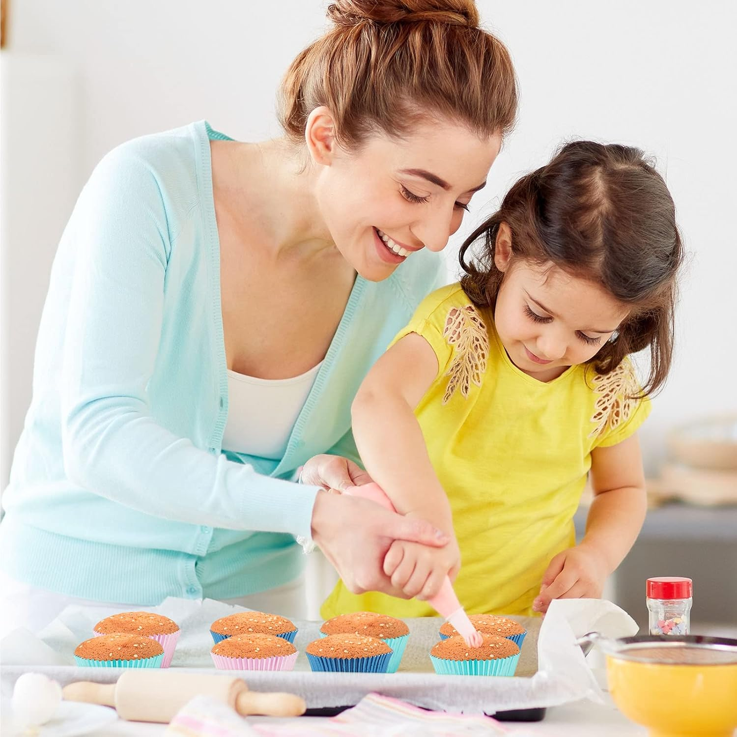 Caperci Navy Blue Foil Cupcake Liners Muffin Paper Standard Size Baking Cups, 150-Pack image number 1