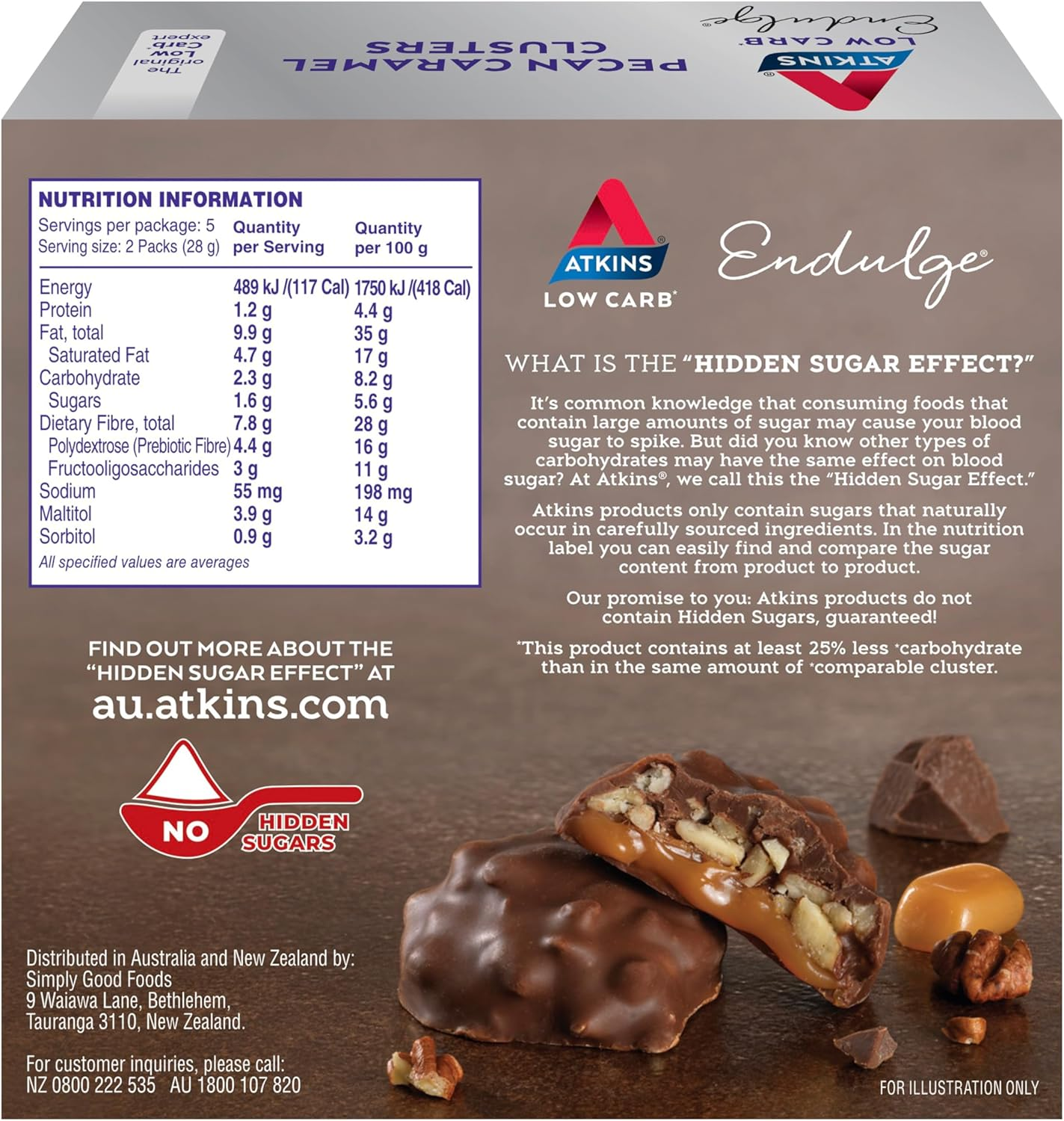 Atkins Pecan Caramel Clusters, Dessert Favourite, High in Fiber, Low Carb, 2G Sugar, 10 Count image number 3