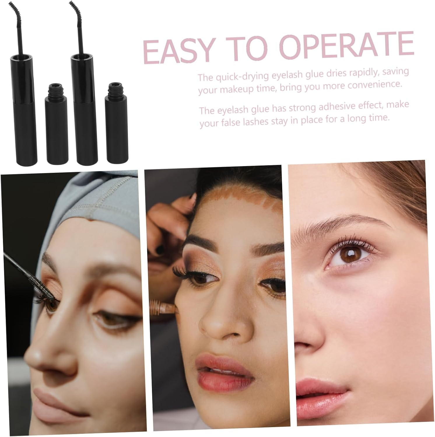 WRITWAA 3Pcs Kiss Lash Bond and Seal Glue False Eyelash Glue Kit Lightweight Easy to Use for Women - Pink image number 4