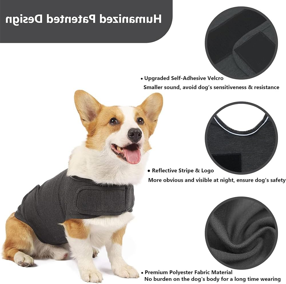 HYAVIA Dog Anxiety Jacket &ndash; Skin-Friendly Calming Shirt for Thunder, Fireworks & Separation, Adjustable Anti-Anxiety Vest for Dogs (Dark Gray), No Medicine Needed image number 2
