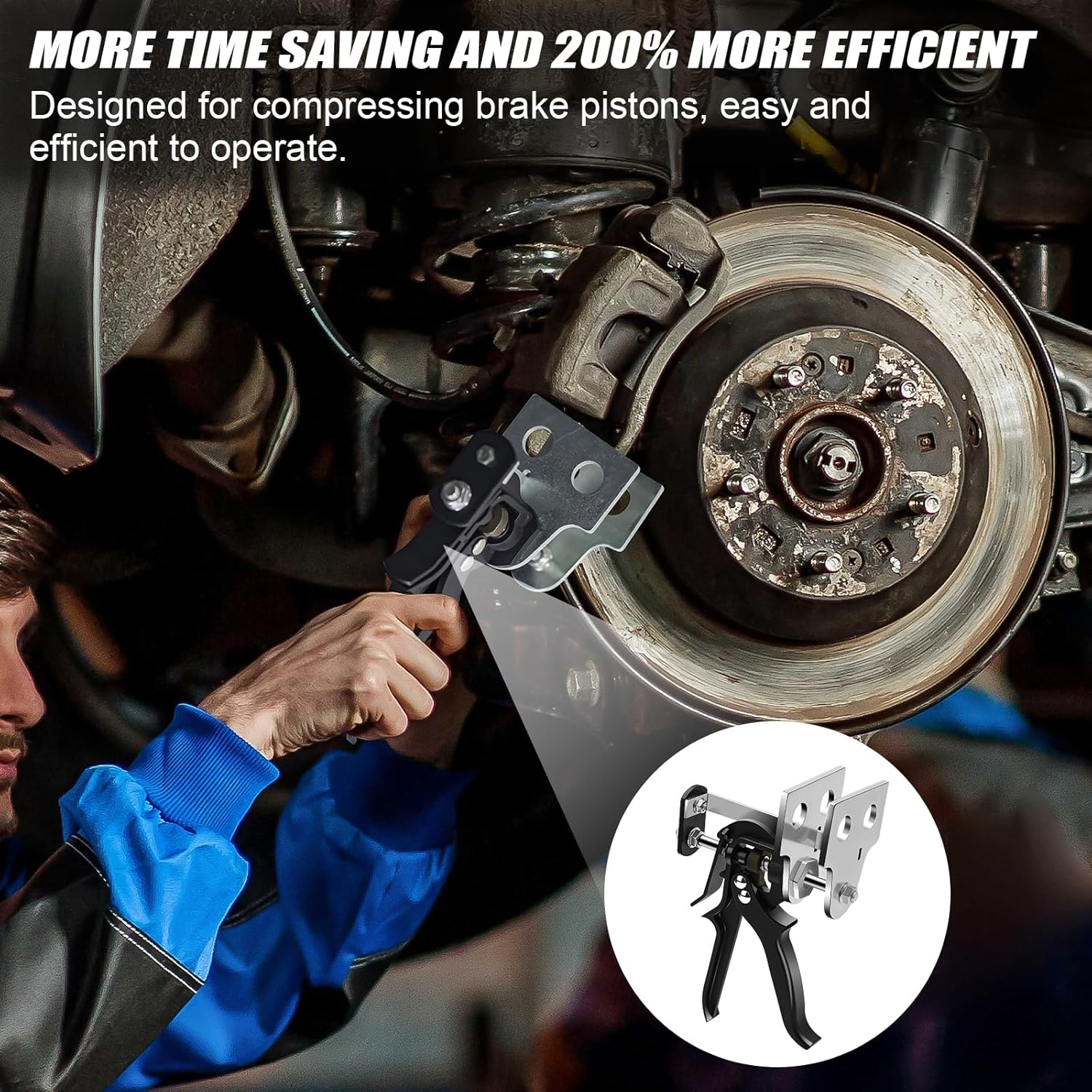 Brake Caliper Compression Tool, 29100 Brake Pad Spreader, Single/Twin/Quad/Sextuplet Pistons Disc Brake Caliper Tool for Most Cars and Light Trucks image number 6