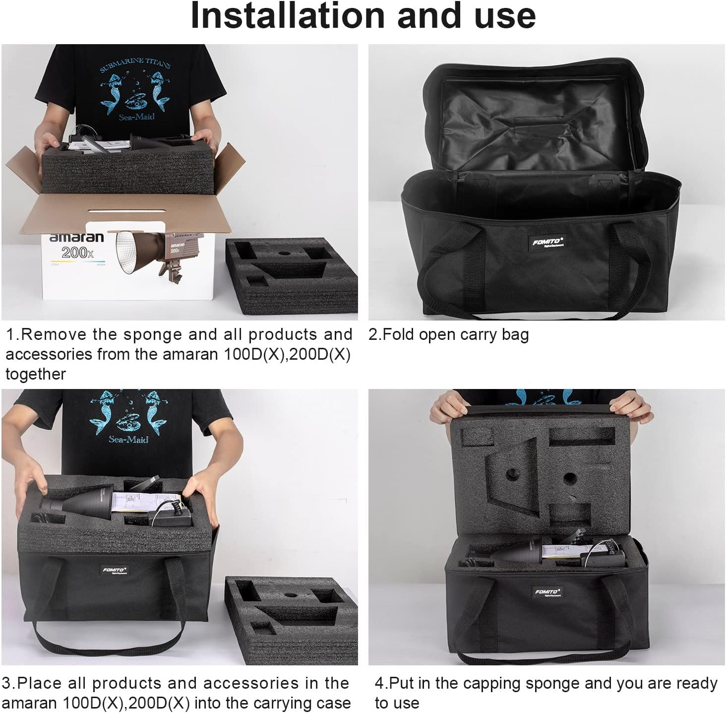 FOMITO Carry Bag AB-1 for Aputure Amaran 100D/S 100X/S 200D/S 200X/S LED COB Light image number 5