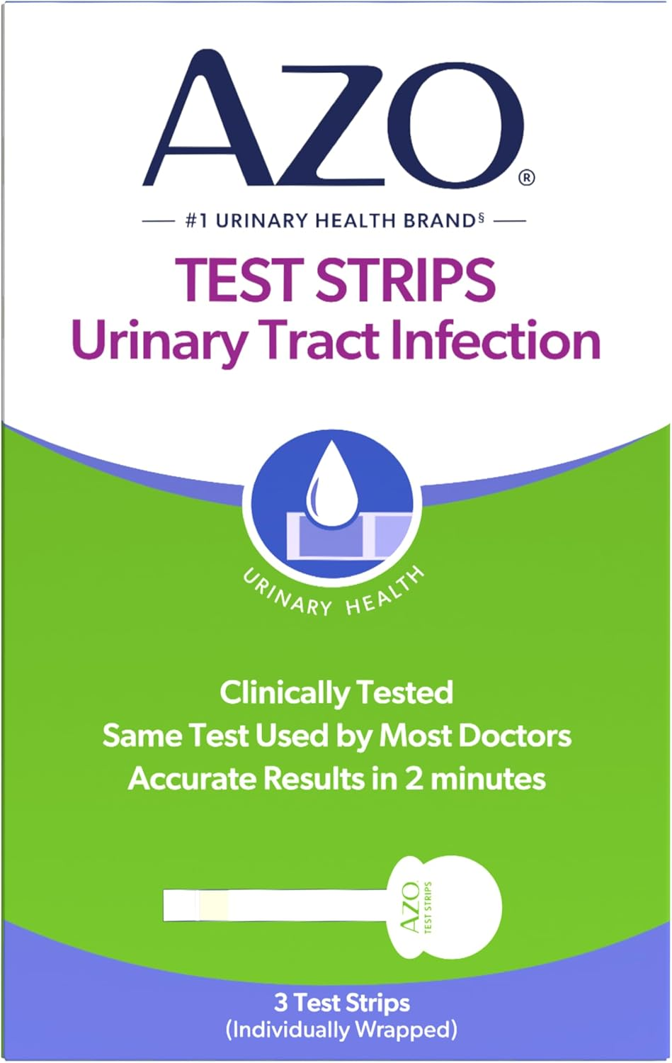 AZO Test Strips, Urinary Tract Infection Test, Accurate Results in 2 Minutes, Clinically Tested, Easy to Read Results, 3 Individually Wrapped Self Testing Kits image number 5