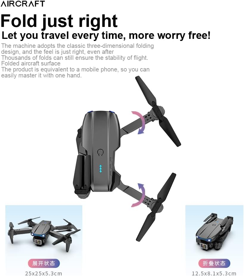 Bargainpop Foldable Mini Drone with Double HD Camera Dual Lens 2.4G Wifi FPV RC Quadcopter Gesture Control with Carry Case & 3 Batteries (Black) image number 1