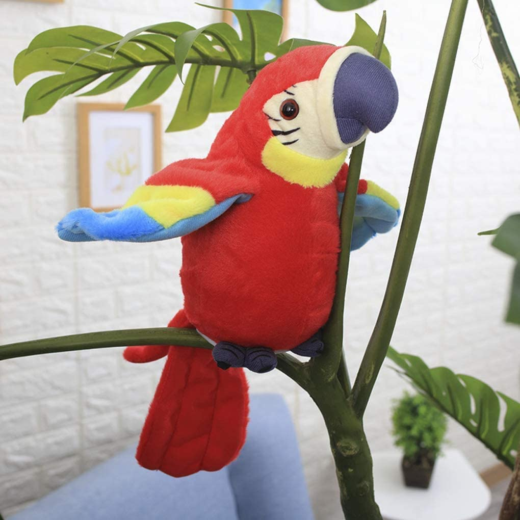 Talking Macaw Parrot Repeat What You Say Stuffed Animal Plush Toy Electronic Record Animated Bird Shake Wings Speaking Parrot Pet Plush Interactive Toys for Kids Boys Girls Christmas Birthday Gift - Red image number 5