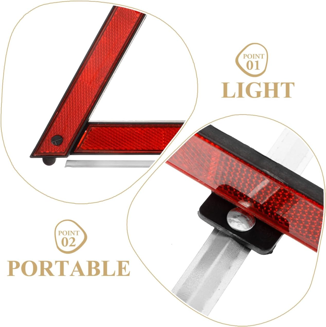 KICHOUSE 3Pcs Car Emergency Triangle Warning Sign Reflective Safety Triangles Foldable Roadside Safety Kit for Vehicle Use Roadside image number 4