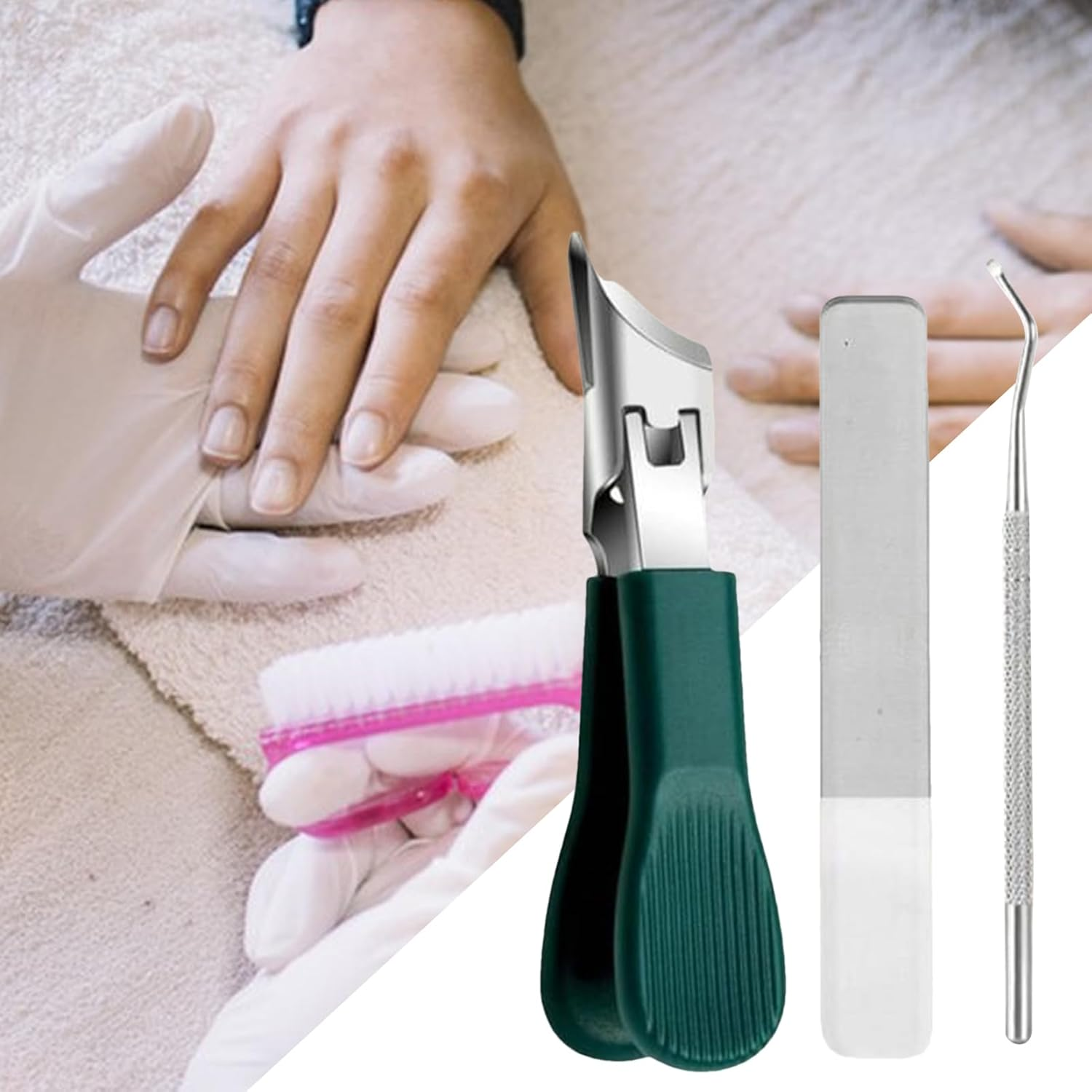 Euyehn Slanted Nail Clippers | Curved Thick Ingrown Toenail Cutter for Seniors with Nail File | Curved Fingernail Cutting Trimming Tool for Home Care Travel Salon image number 4