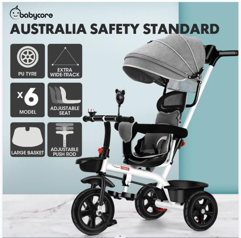 4 in 1 Baby Walker Kids Trike Tricycle Bike Children Bicycle Ride on Toy Safety Fence Adjustable Seat Handlebar