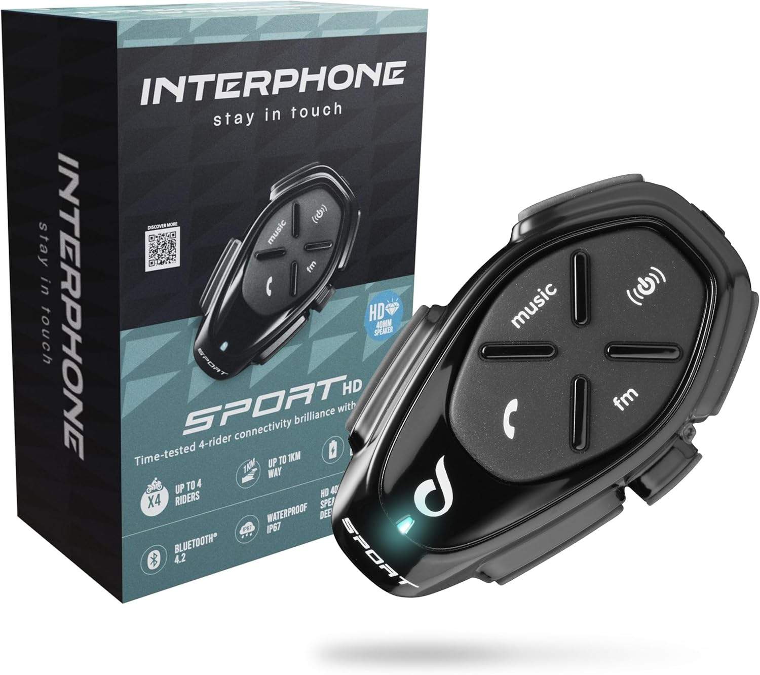 INTERPHONE Sport HD Single Intercom for Motorcycle Helmet with Headphones HD Hifi 40Mm 4 Motorcyclists Distance 1Km Autonomy 20 Hours Standby 1000 Hours TFT GPS Waterproof Universal image number 3