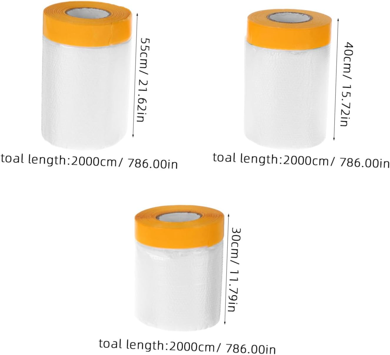 WOONEKY 3Rolls Car Painting Masking Films Automotive Tape Plastic Drop Films for Covering Frames Cars Painters Tape Plastic Cover for Painting image number 4