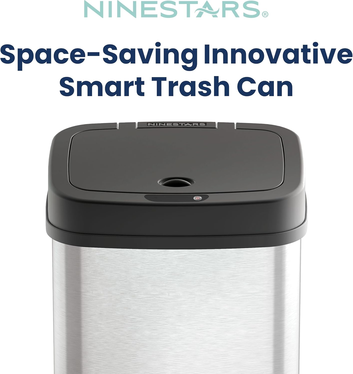 Ninestars DZT-12-5 Bedroom or Bathroom Automatic Touchless Infrared Motion Sensor Trash Can, 3 Gal 12L, Stainless Steel Base (Rectangular, Black Lid) image number 5