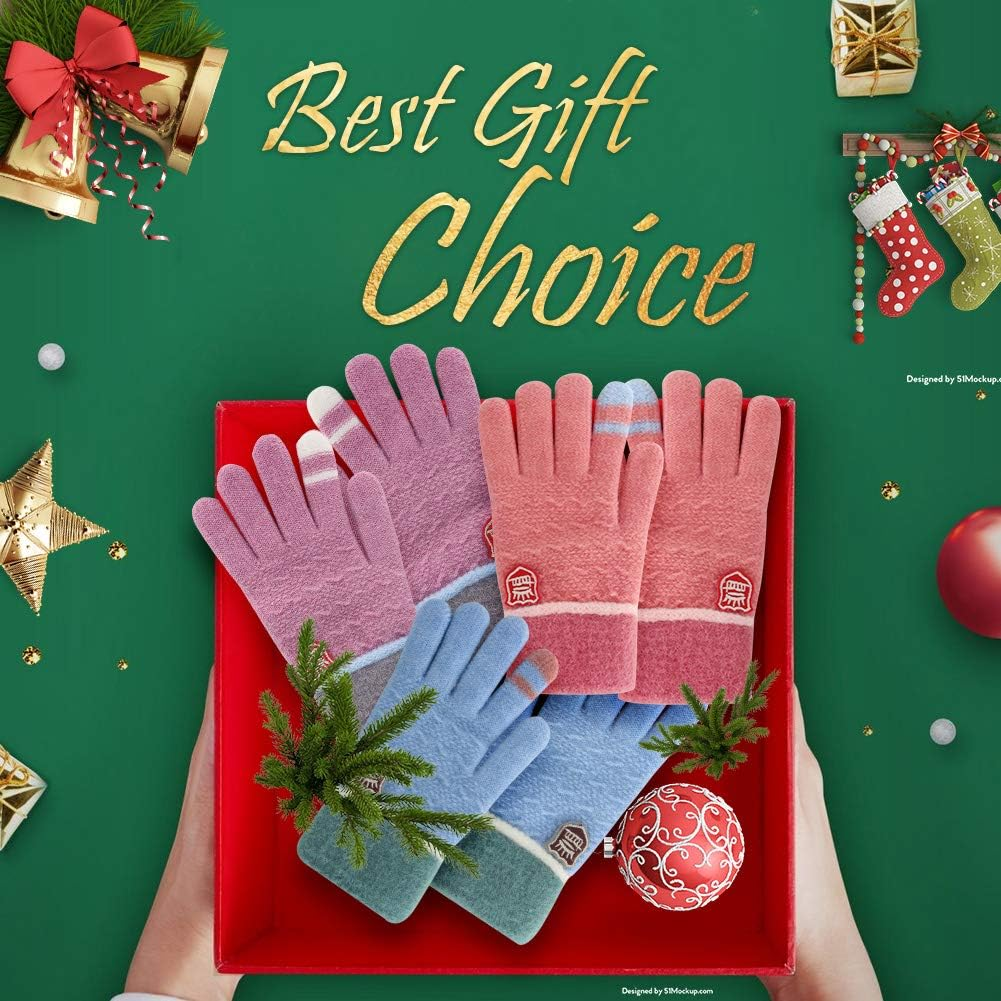 ORVINNER Kids Winter Gloves for Boys Girls, 3 Pairs Children Warm Wool Lined Gloves Toddler Thermal Knitted Mittens - A2 - Black / Dark-Blue / Gray Pack image number 2