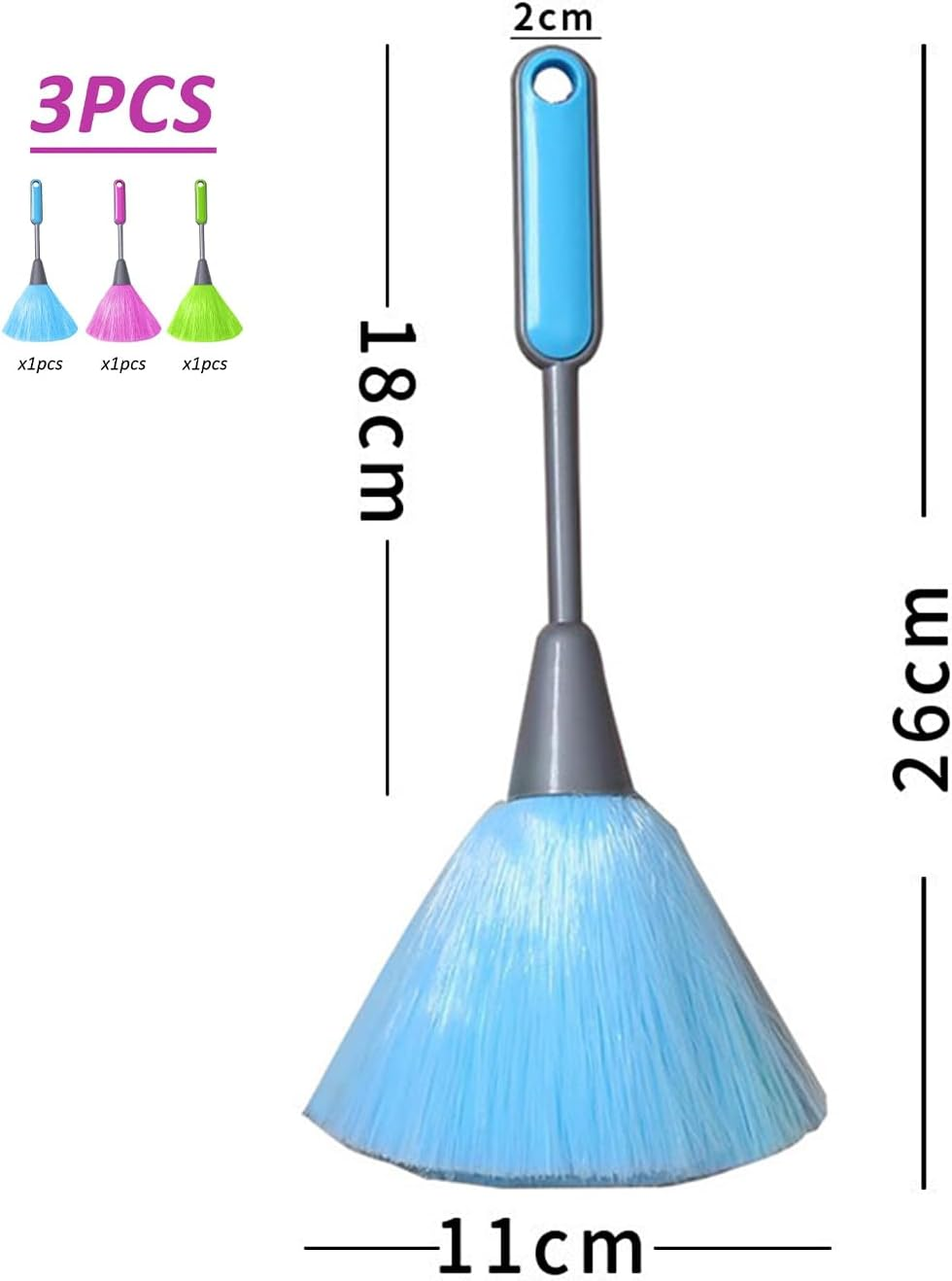 YUNYU 3 Pack Washable Reusable Ergonomic Handle Plastic Dusting Tool for Home and Office Multi-Surface Cleaning (Blue, Green, Pink) image number 2