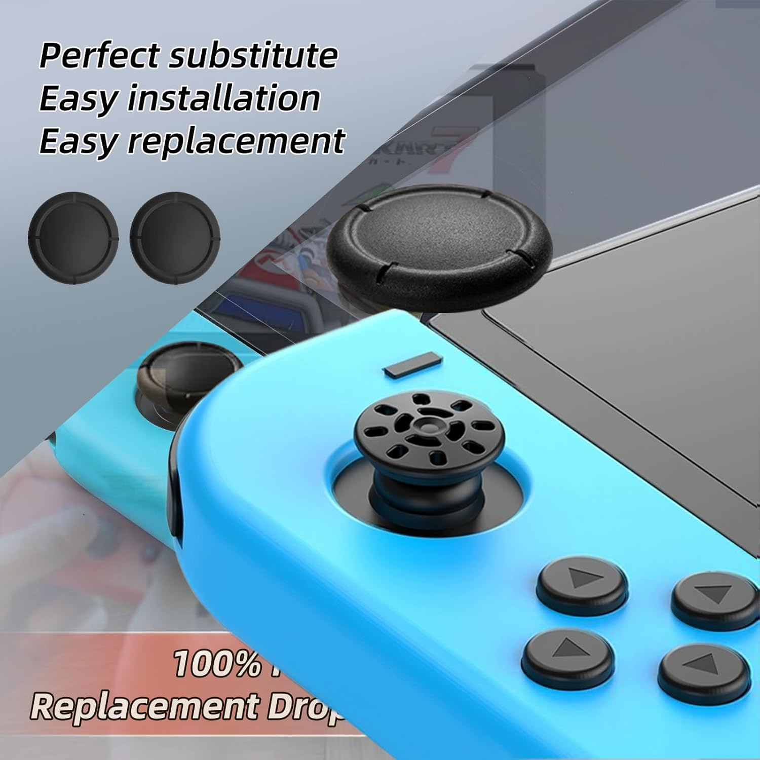 Replacement Joystick Covers for Nintendo Switch/Oled/Lite, Silicone Analog Joystick Cover Thumb Stick Cap, Thumb Grips for Nintendo Switch Joycon, Analog Stick Cover (8PCS Black) - 4Pcs Black image number 6