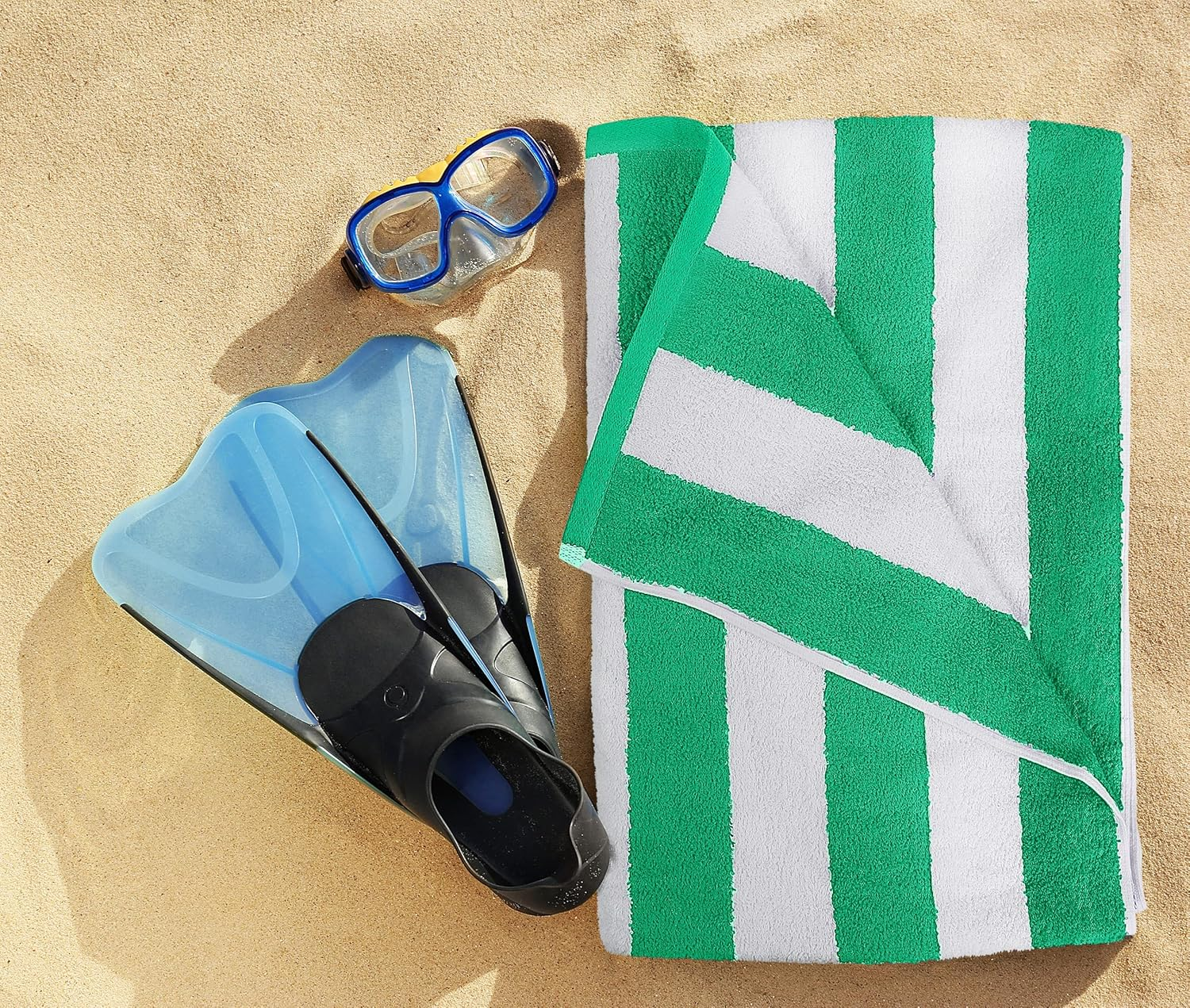 Utopia Towels Large Beach Towel - Cotton Pool Towels - Cabana Stripe Towels (4 Pack, 30 X 60 Inches) Green image number 2