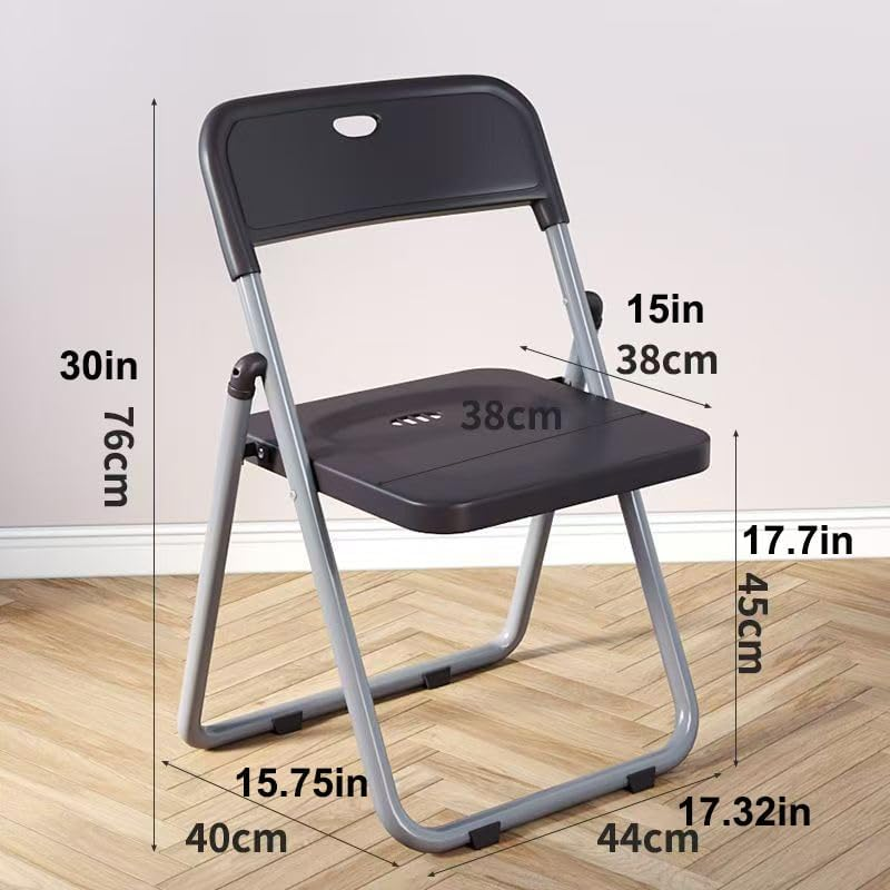 Hbluefat Folding Chairs, Plastic Stackable Seat with Steel Frame, Portable for Home Office Picnic Indoor/Outdoor, Black image number 2