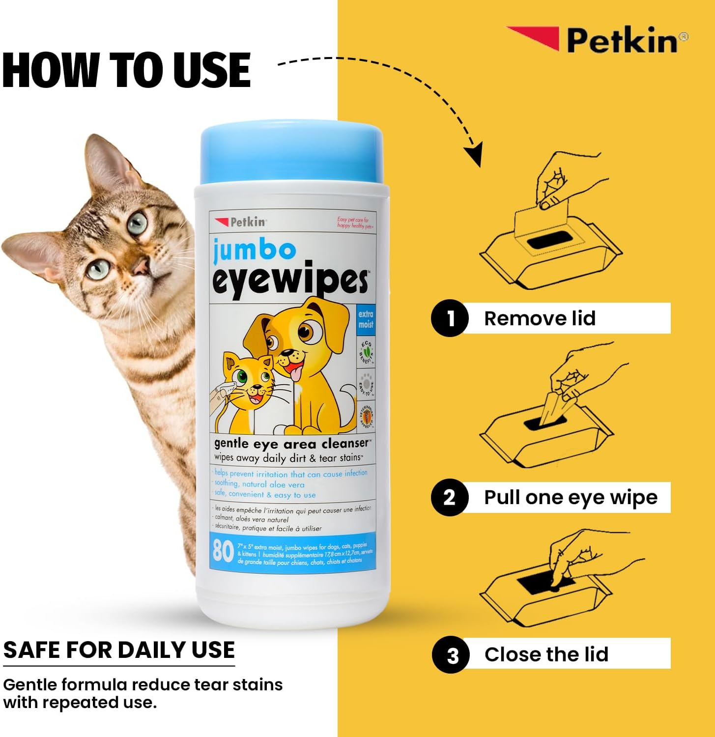Petkin FBA_537862 Eye Wipes, 80 Pack image number 5