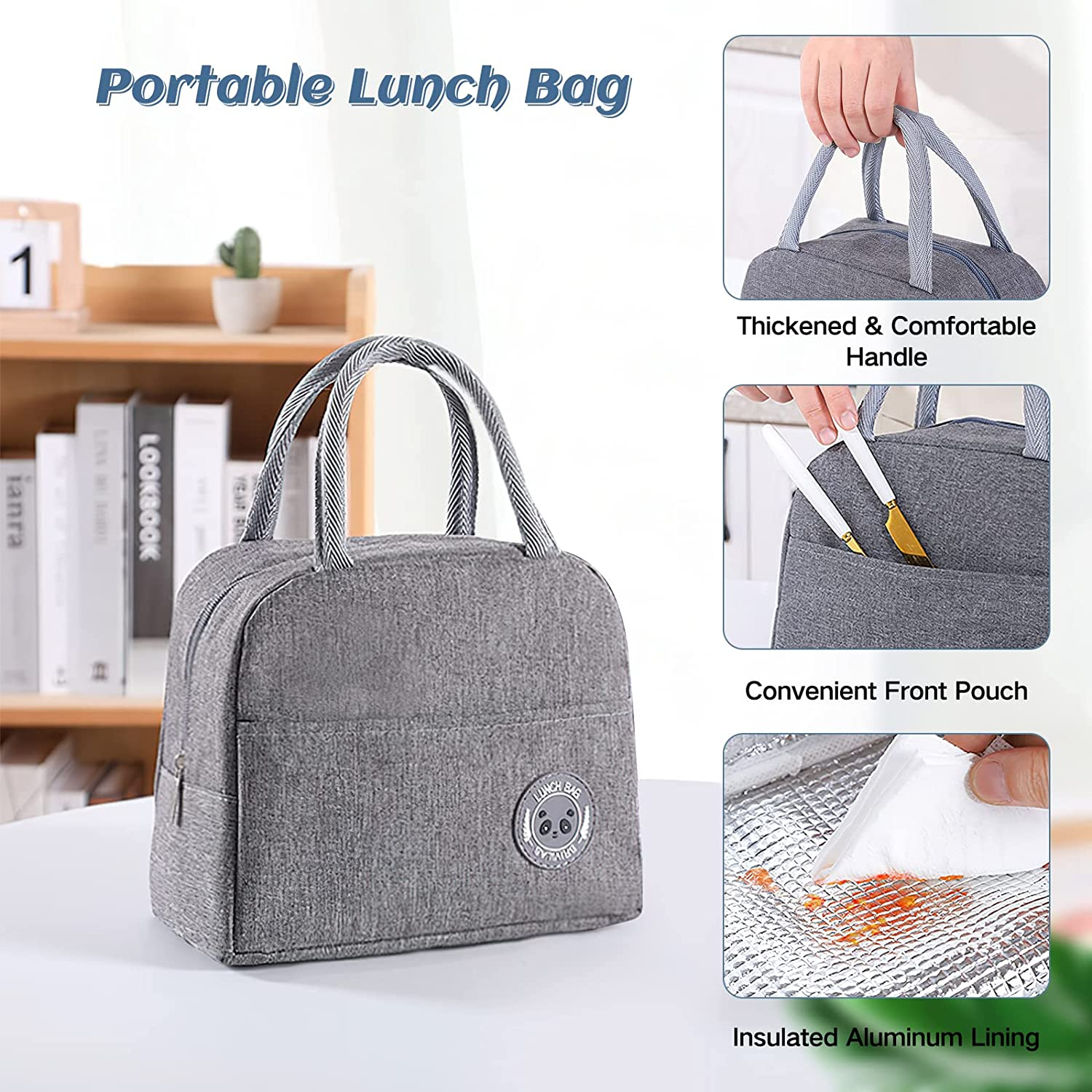 2 Tier Bento Box Lunch Box for Adults and Kids, Leakproof Bento Lunch Box with 3 Compartments and Cutlery (Spoon & Fork), Portable Adult Lunch Box with Lunch Bag for Work Office School image number 1