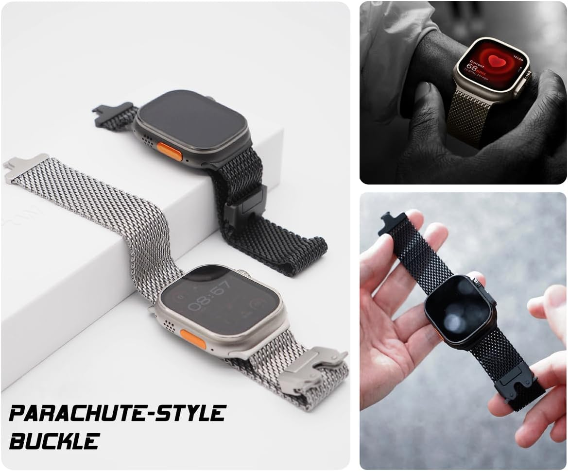 MRVOEBC Stainless Steel Band Compatible for Apple Watch Ultra 49Mm 46Mm 45Mm 44Mm 42Mm 41Mm 40Mm 38Mm, Titanium Loop Replacement Strap Compatible with Iwatch Series 10/9/8/7/6/5/4/3/2/1/SE image number 6