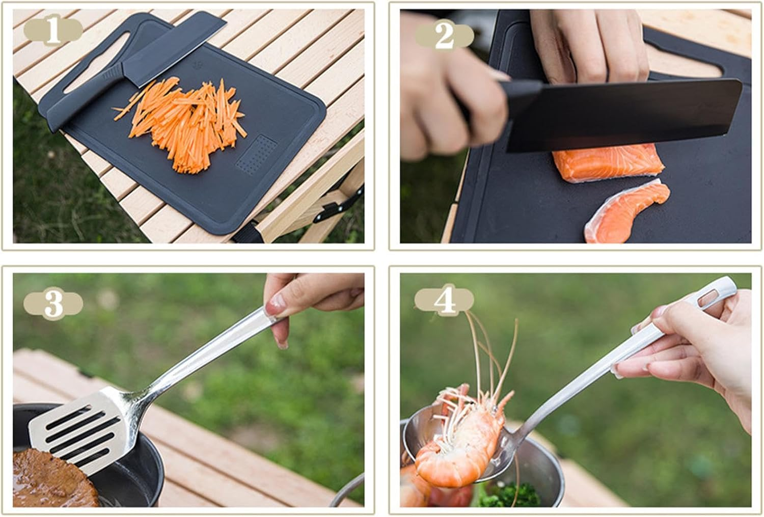 Camping Utensil Bag - Stainless Kitchen Utensils 8-Piece,Portable Camp Kitchen Organizer, Metal Cooking Utensil Set for Hiking, Outdoor Kitchen image number 1