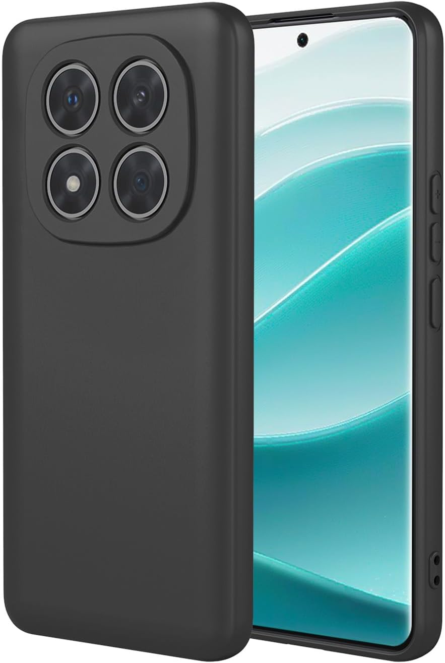 BORYA Silicone Case for Xiaomi Redmi Note 14 Pro+ Plus, Ultra Thin Silky Soft Touch Shockproof Mobile Phone Case, Premium TPU Protective Case, Scratch-Resistant Microfibre Lining Case Cover, Black