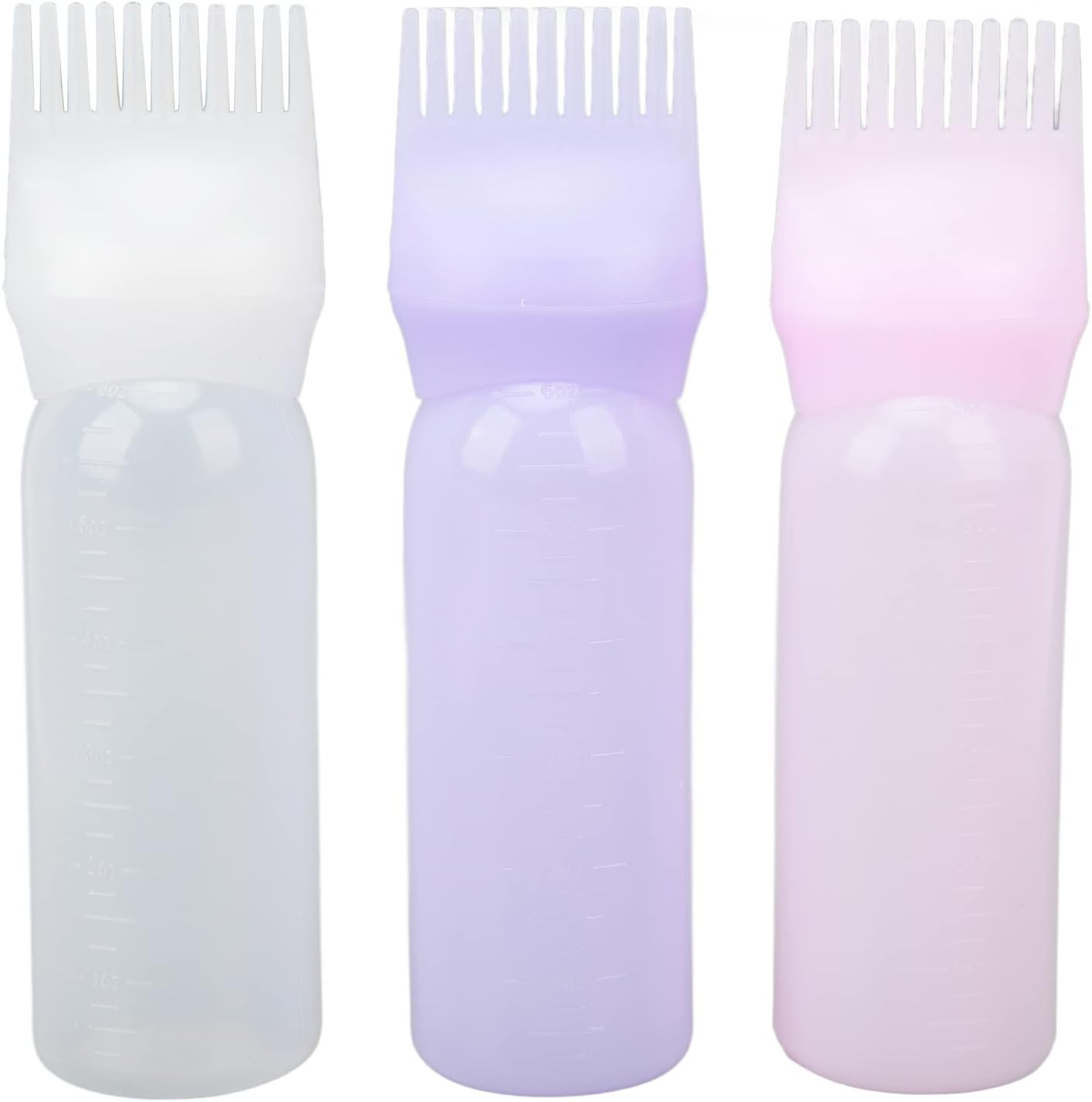 WAONIQ 3Pcs Root Comb Applicator Bottle with Capacity Scale Hair Dye Bottles Bottles Styling Tool