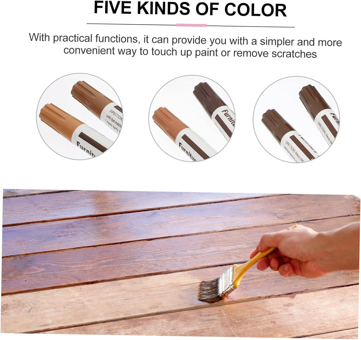 Baluue Wood Scratch Repair Markers Furniture Touch-Up Pens 10Pcs Set Waterproof Portable Painting Markers for Floor Cabinets and Chairs Furniture Repair Kit image number 1