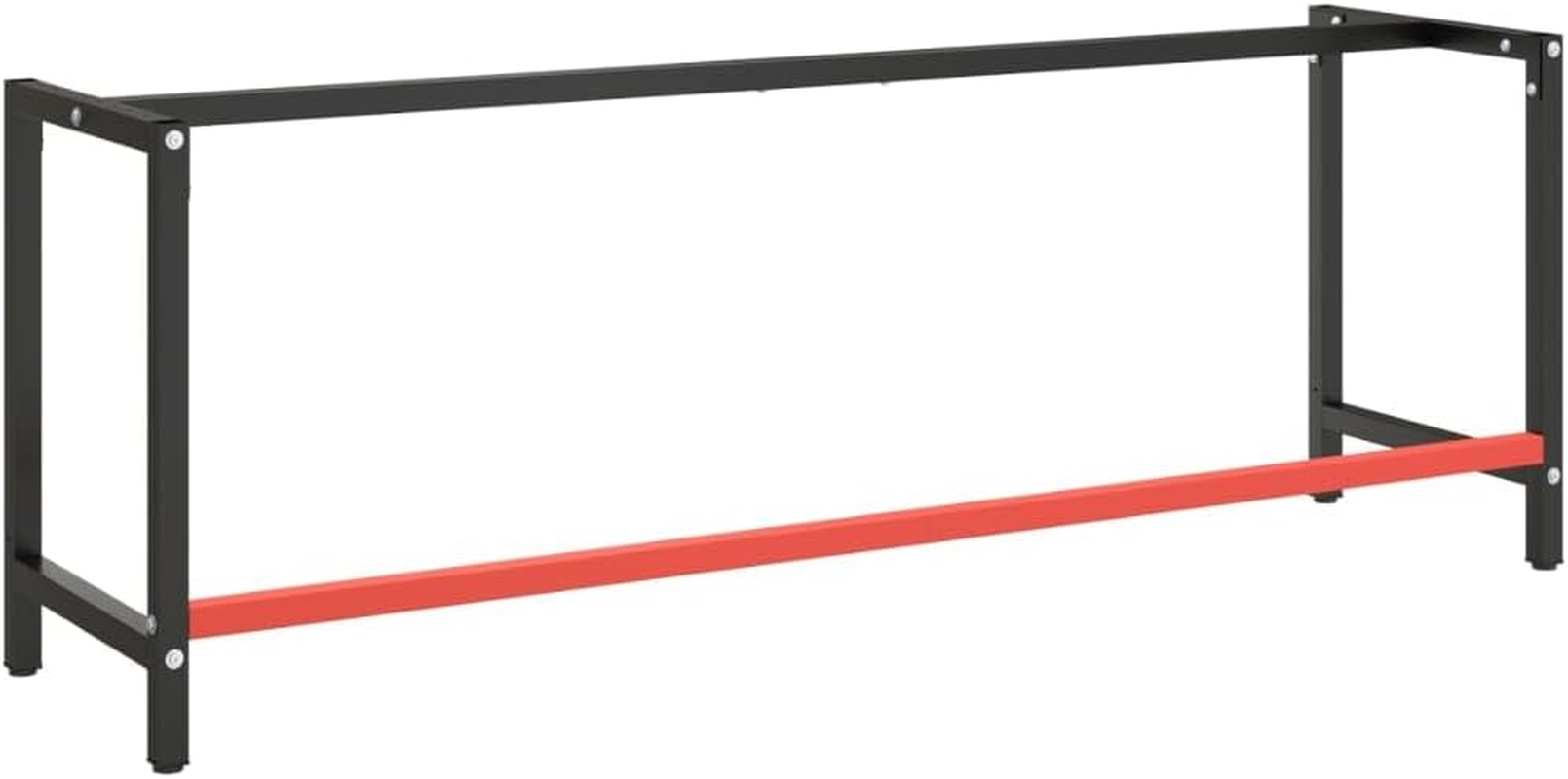 Vidaxl Heavy-Duty Metal Work Bench Frame - Matte Black and Red, Durable Powder-Coated with Reinforced Bar, Easy Assembly, 220X57X79 Cm.