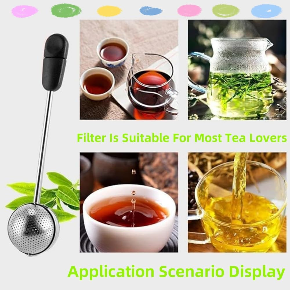 Jindizi Rotating Long Handle Tea Infuser,2Pcs Rotating Long Handle Tea Ball,Handle Twisting Tea Ball Infuser for Loose Tea,Rotating Mesh Twisting Tea Ball Infuser Loose Leaf Tea Infuser Strainer image number 4