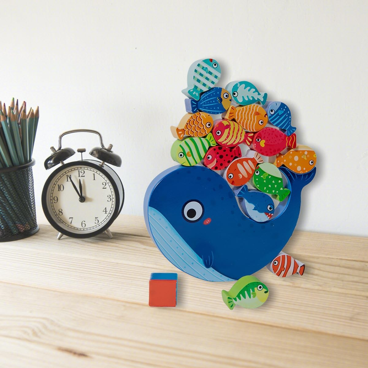 Fish Wooden Balance Stacking Toys, Whale Balance Stacking Blocks Game,Toys for Kids Aged 3+ and Adults，Family Games and Cute Animal Tabletop Decoration for Living Room Office Bedroom image number 1