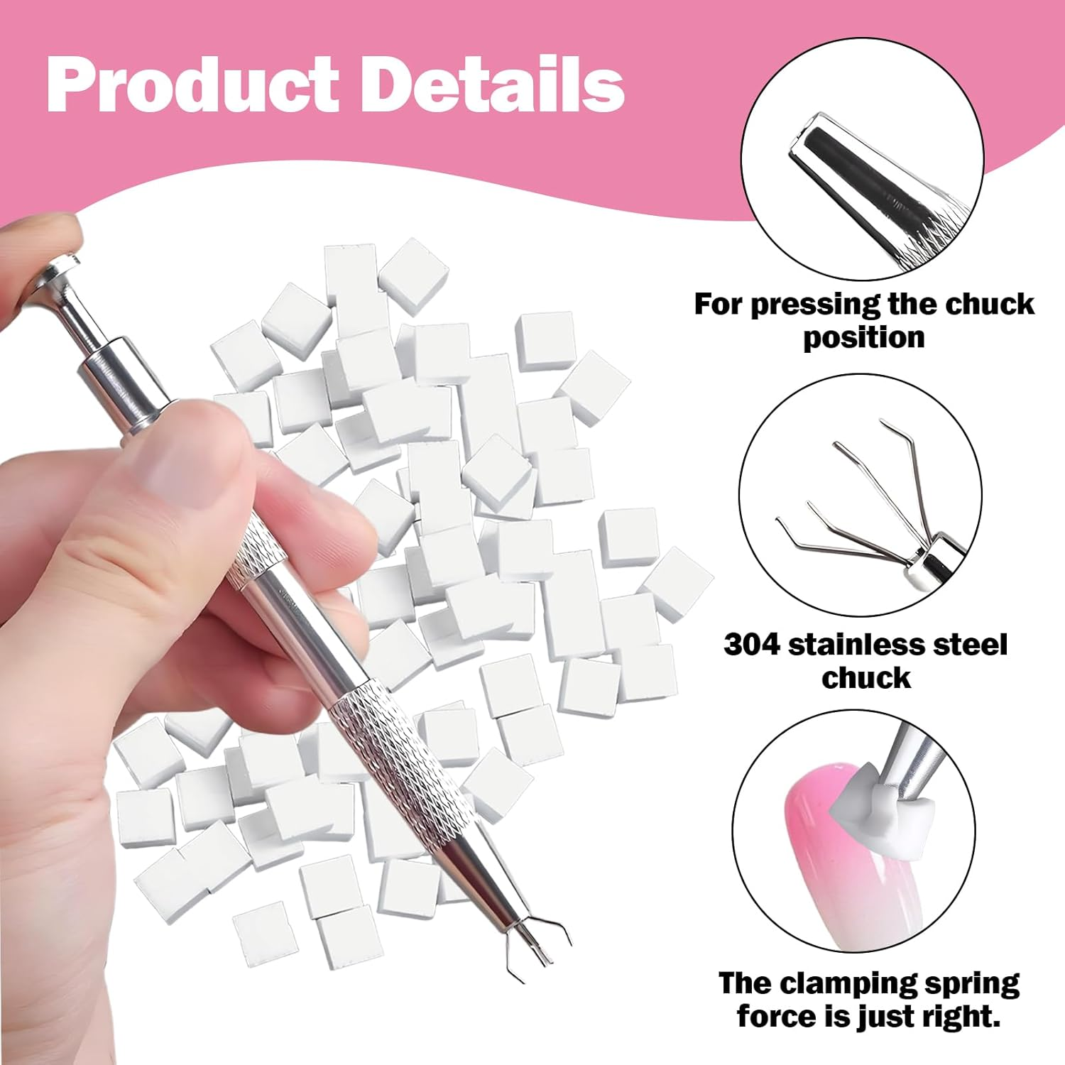 200 Pieces Nail Art Sponge Nail Sponge with Metal Pliers Nail Art Brush Accessories Nail Art Sponge Gradient Used to Create a Variety of Nail Art Patterns image number 5