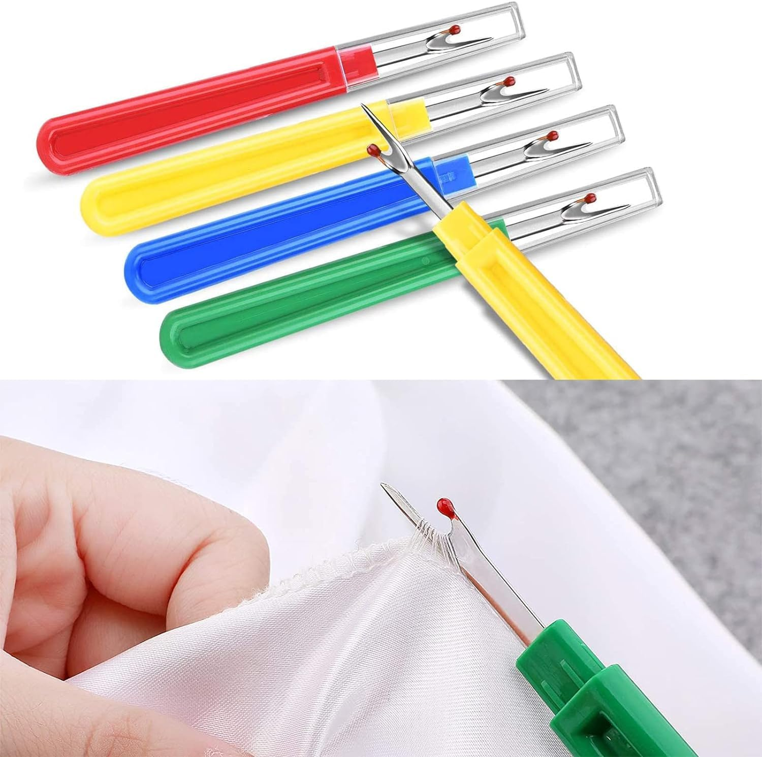 Seam Ripper and Thread Remover Kit, 10Pcs Sewing Seam Ripper Tool,Seam Ripper Set Thread Seam Removal Separator Sewing Cross Stitch Separator Stitch Unpicker with Trimming Scissor and Ruler for Sewing image number 1