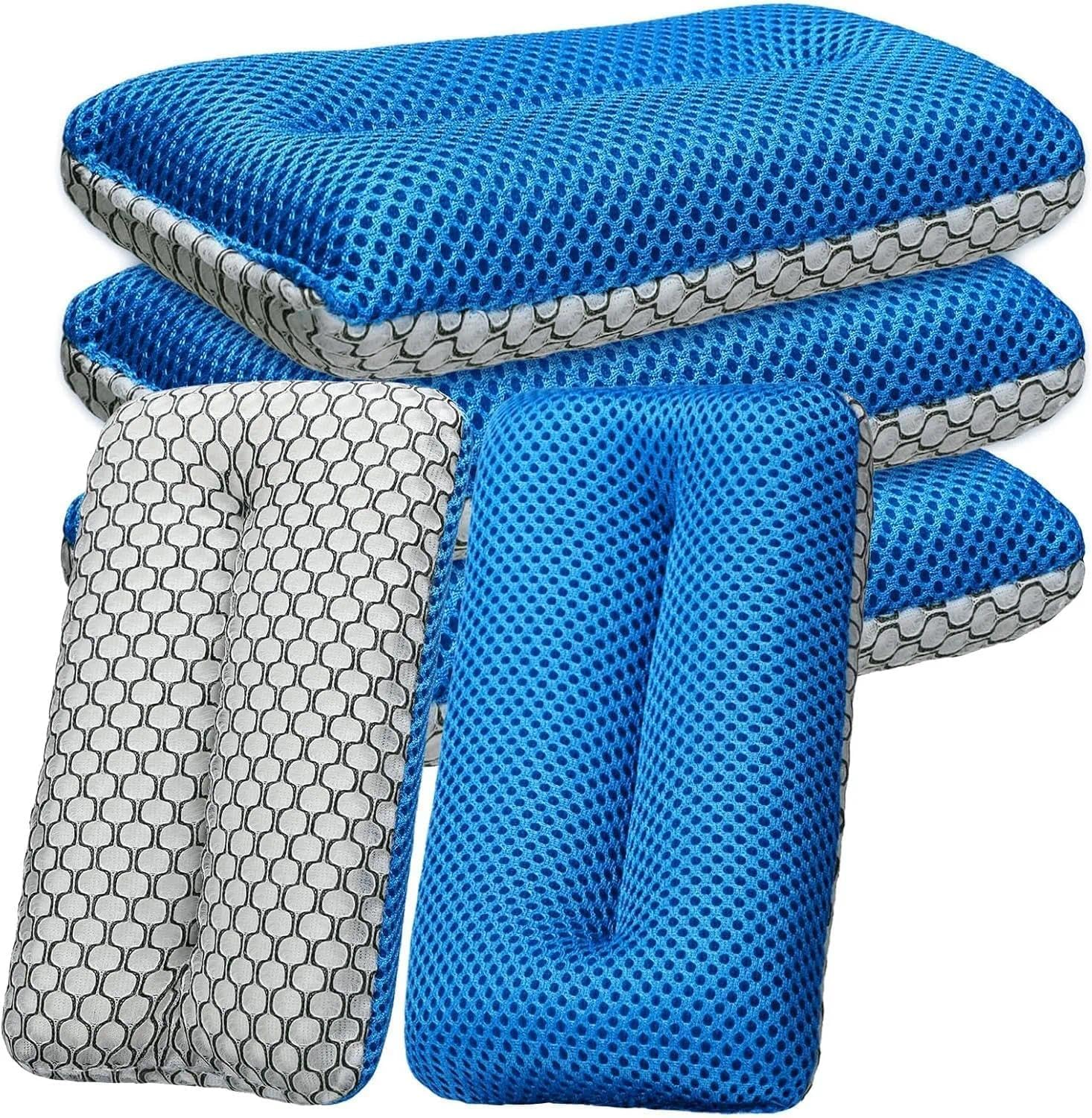 Heavy Duty Car Wash Sponge(3.5 X 6.6 Inches), Non-Scratch Microfiber Sponge for Bug & Tar Removal, Dual-Sided Sponges for Cleaning Cars, Trucks, Compatible with All Vehicle Exteriors(5-Pack)-Leralsta