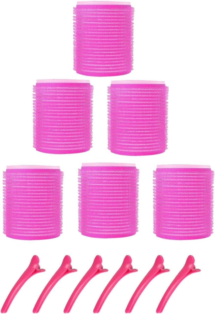 SHUNYUNG Self Grip Jumbo Hair Roller with Clips, 6Pcs Self Grip Hair Curlers Rollers, Self Grip Salon Hairdressing Curlers, Jumbo Hair Rollers Hair Curlers for Long Hair image number 3