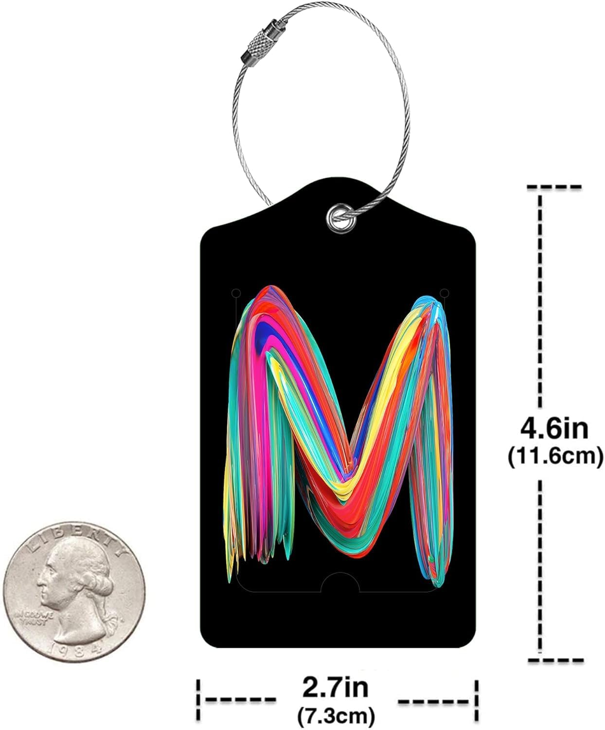 Durable Luggage Tags with Privacy Cover and Steel Loop, Bag Identifier Travel Accessories for Suitcases and Cruise Travel, 2 Pack(Letter M) - Ioklin image number 5