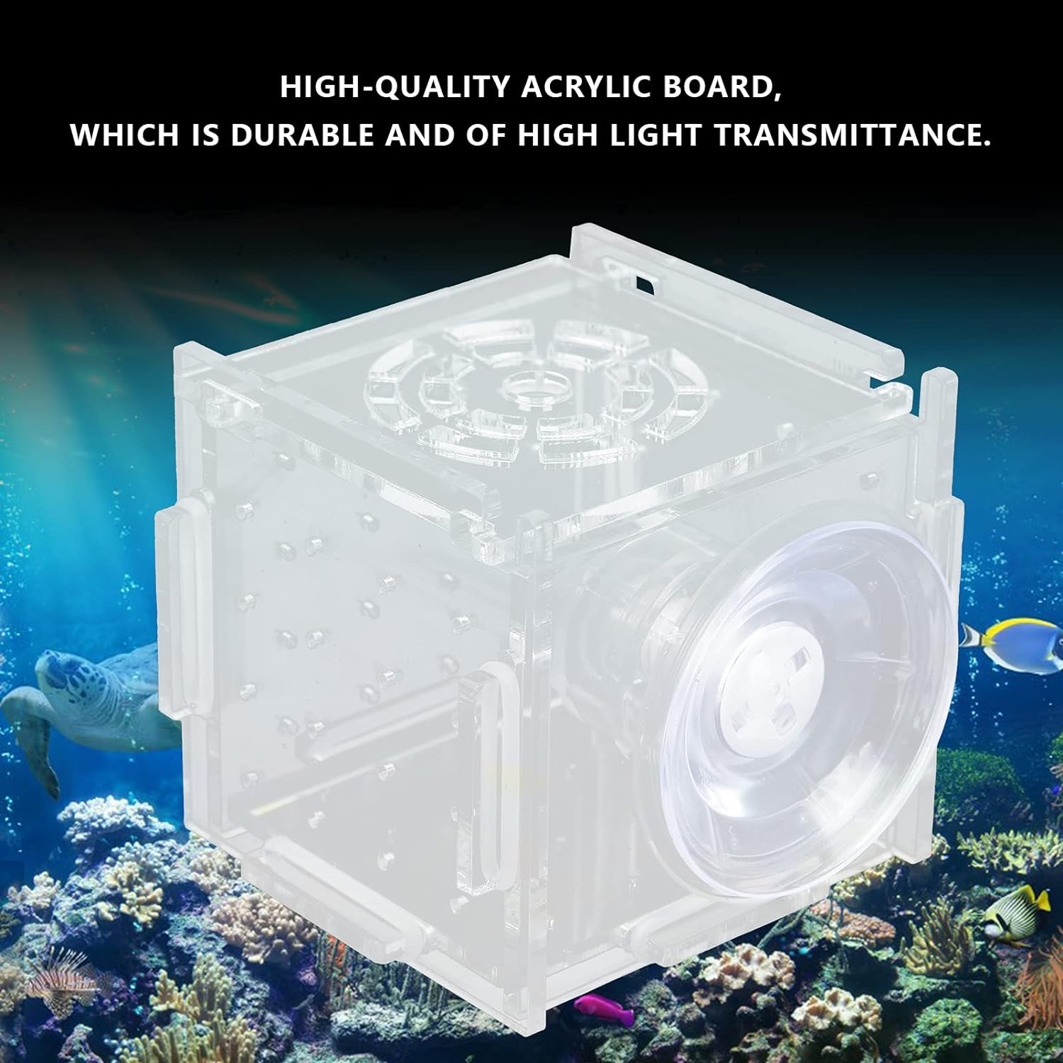 Fish Breeding Box, Aquarium Hatchery Transparent Fish Isolation Box with Feeding Hole for Shrimp(Single Grid Small Mini 6 * 6 * 6) image number 6